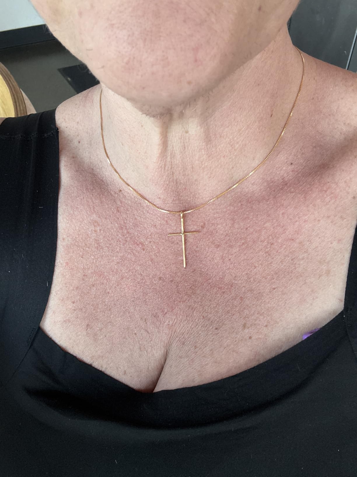 KEZEF 18K Gold Plated 925 Sterling Silver Box Chain Necklace for Women, 1mm Thin & Sturdy Italian Chain Necklace, Rose Gold & Silver Available, 15/16/18/20/22/24/30 Inch customer photo 2