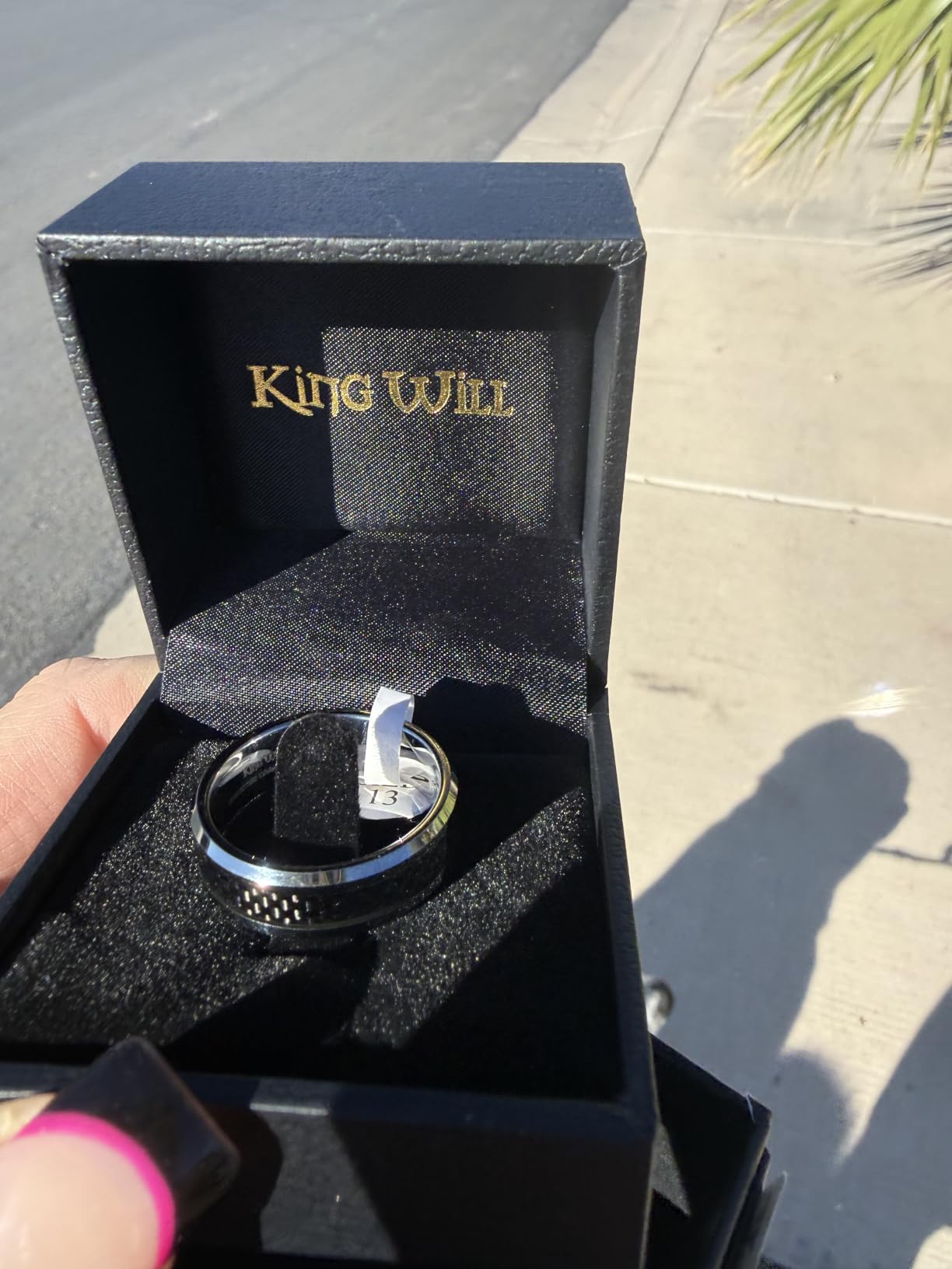King Will 8mm Mens Tungsten Wedding Rings Carbon Fiber Plaid Inlaid Polished customer photo 1