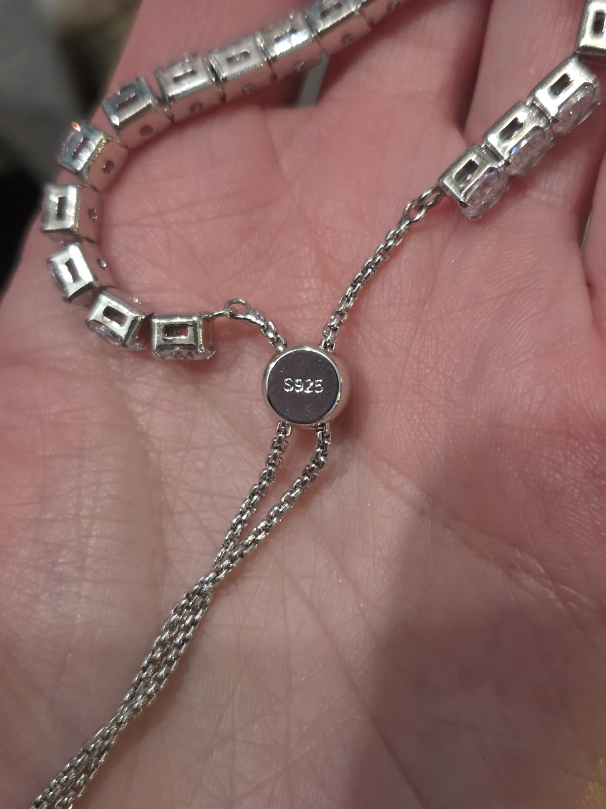 J.Fee Silver Bracelet, S925 Tennis Bracelet with Sparkling 5A Cubic Zirconia Silver Bracelets for Women Adjustable Bracelet customer photo 1