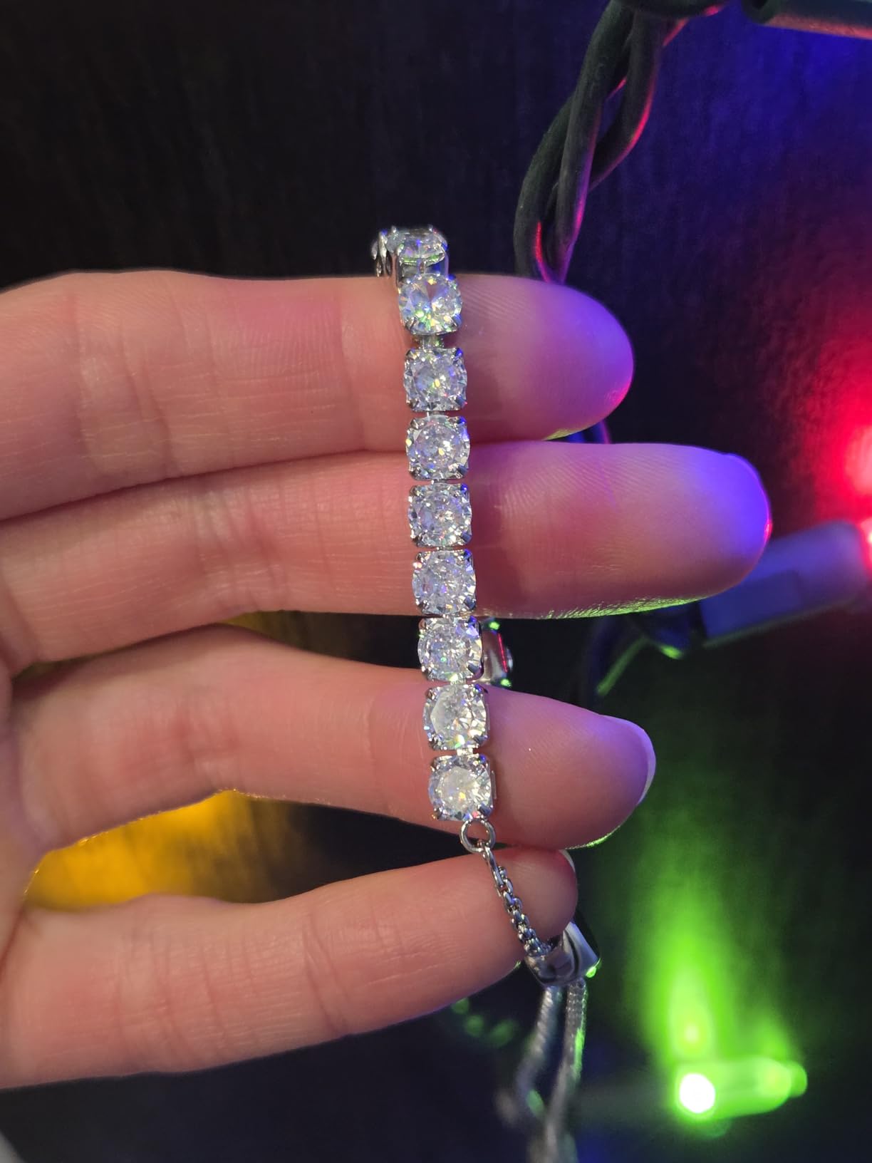 J.Fee Silver Bracelet, S925 Tennis Bracelet with Sparkling 5A Cubic Zirconia Silver Bracelets for Women Adjustable Bracelet customer photo 2