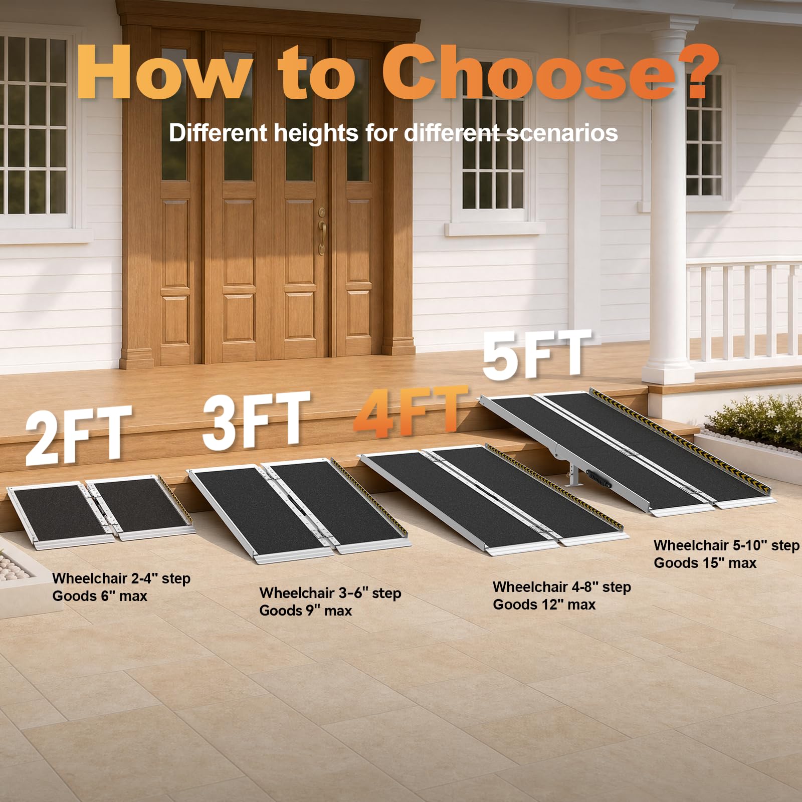 HOMCOM Wheelchair Ramp 6FT, Folding Aluminum Threshold Ramp with Non-Slip Surface, Transition Plate, 594lbs Weight Capacity for Home, Doorways, Curbs, Steps customer photo 1