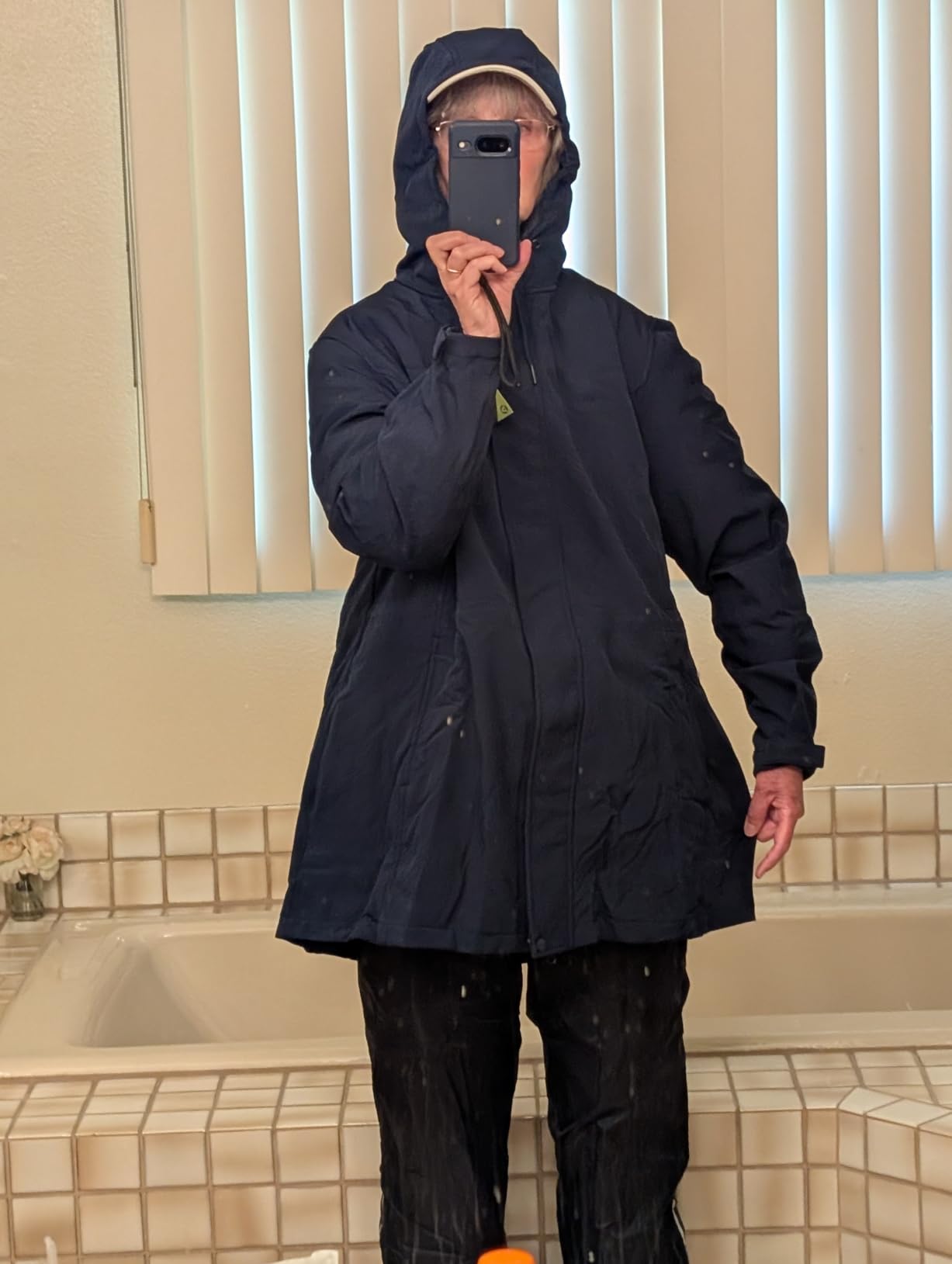 Women's Lightweight Waterproof Fleece Lined Hooded Softshell Rain Jacket, Warm Windbreaker Long Coat customer photo 1