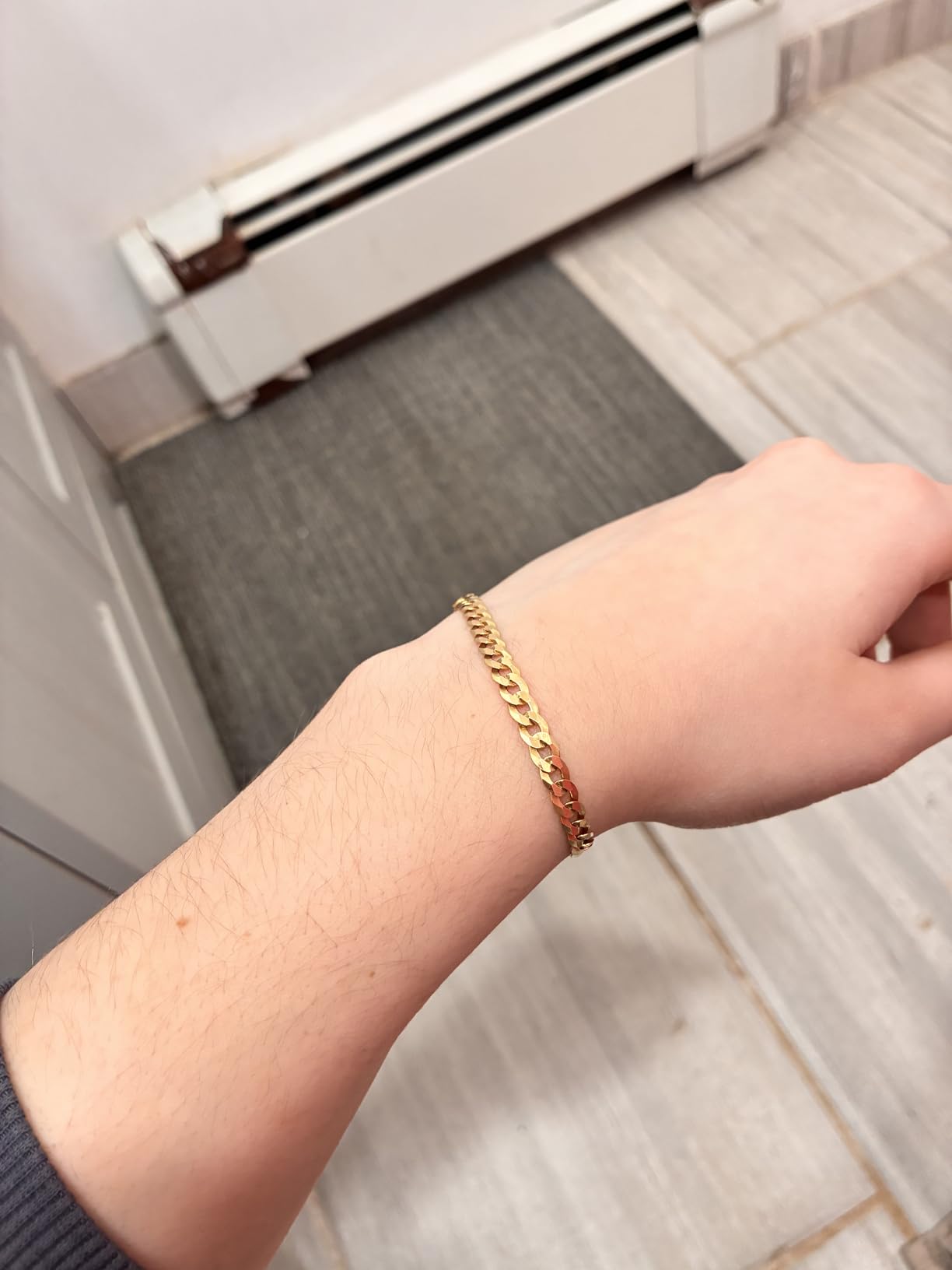 Miabella 18K Gold Plated 925 Sterling Silver Italian 5mm Solid Diamond-Cut Cuban Link Curb Chain Bracelet for Men Women, Made in Italy customer photo 2