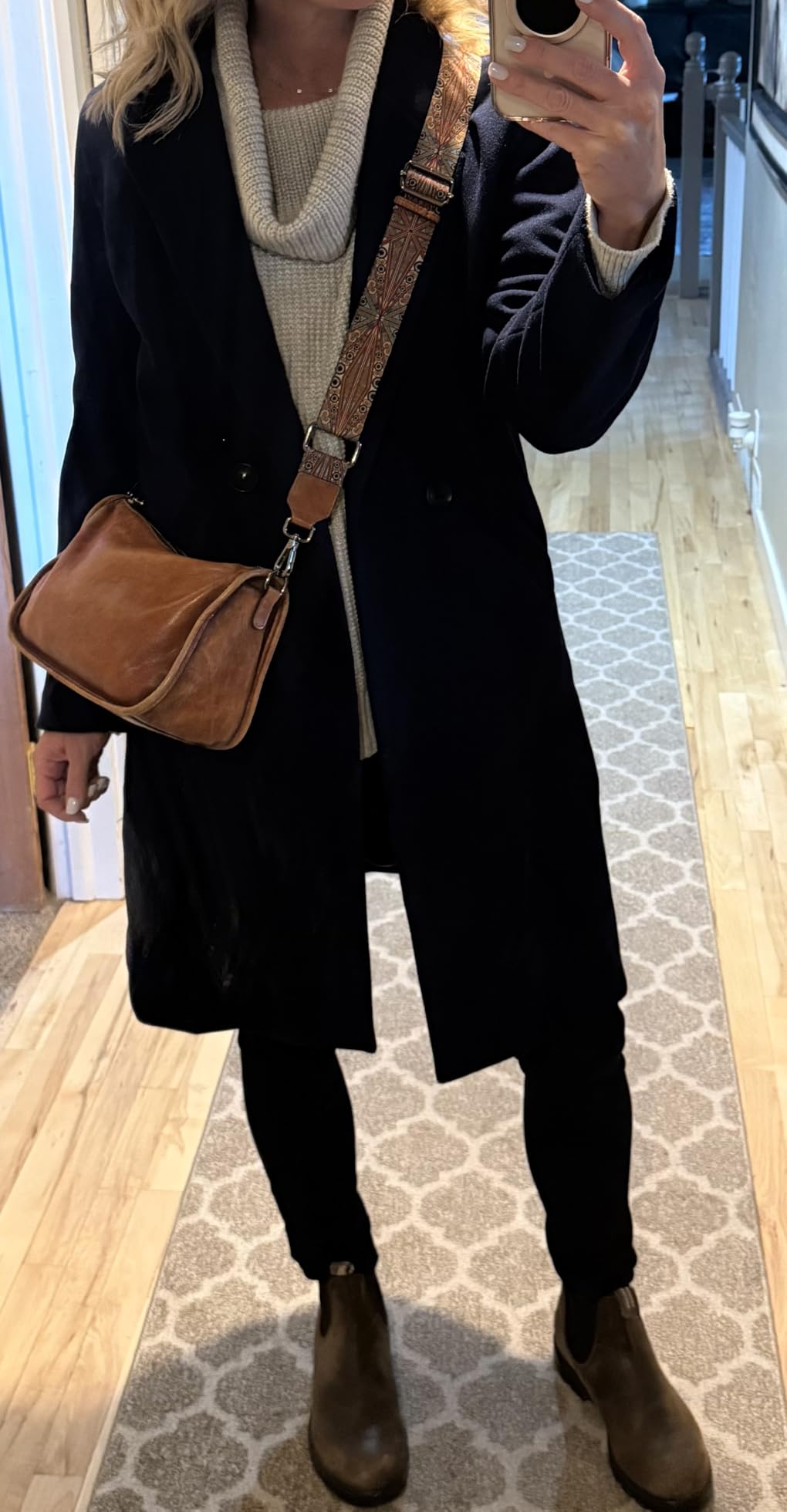 Tanming Women's Notch Lapel Double Breasted Wool Blend Mid Long Pea Trench Coat customer photo 1