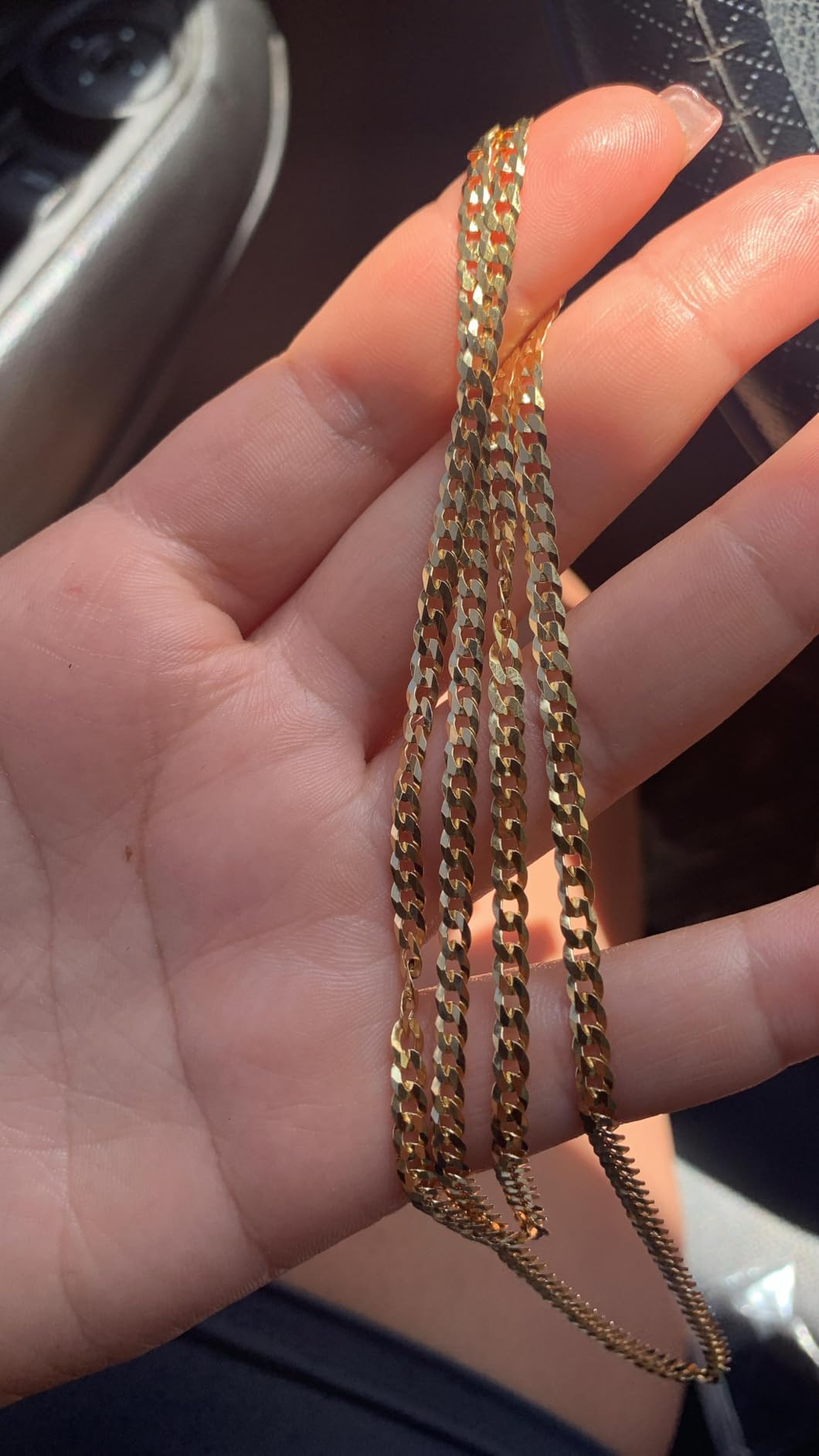 Italian 18K Gold Plated 925 Sterling Silver 3.5mm Diamond-Cut Cuban Link Curb Chain Necklace for Women Men, Made in Italy customer photo 1