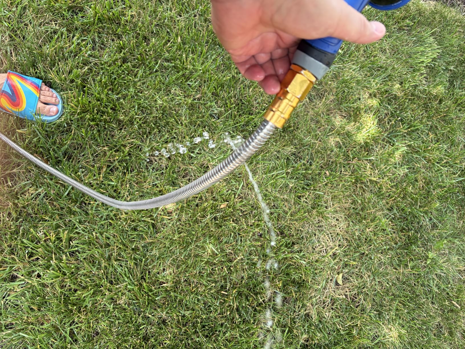 Rosy Earth Stainless Steel Garden Hose 100 FT, Heavy Duty Expandable Water Hose, No-Kink, No Bite, Flexible Garden Hoses for Yard, RV, Car customer photo 1