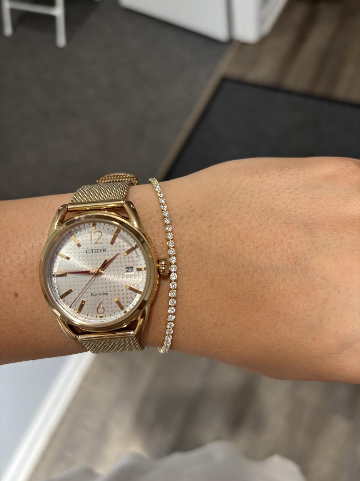 PAVOI 14K Gold Plated Cubic Zirconia Classic Tennis Bracelet for Women | Adjustable Slider customer photo 2