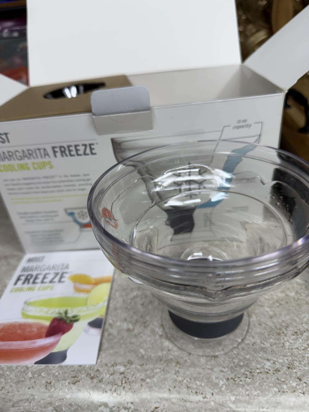 Host Freeze Plastic Margarita Glasses, Gifts for Moms, Home Bar Gifts for Women, Insulated Cocktail Glasses for Slush Drinks and Frozen Cocktails, Margarita Cups, 12 oz, Set of 4, Gray customer photo 1