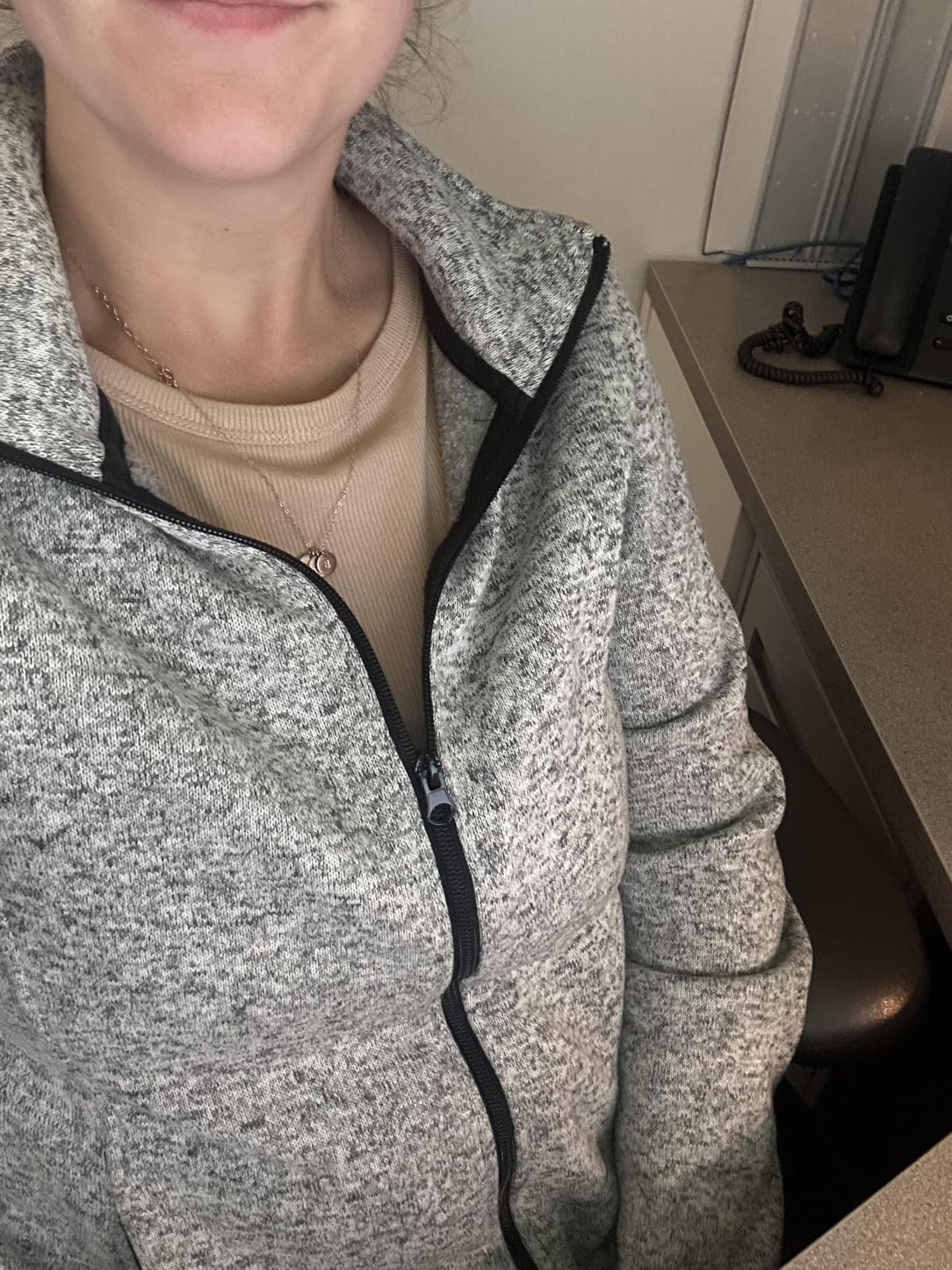 Dolcevida Women's Long Sleeve Sweater Fleece Zip Up Speckled Jacket with Pockets customer photo 1