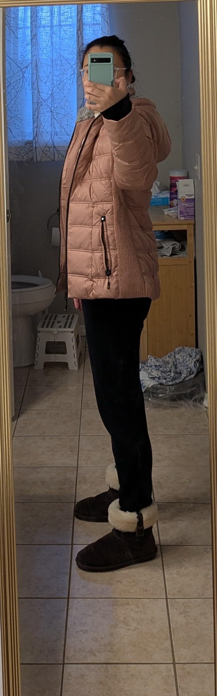 SLOW DOWN Women Down Puffer Jacket Warm Hooded Winter Down Puffer Coat with Faux-Fur Hood & Collar customer photo 2