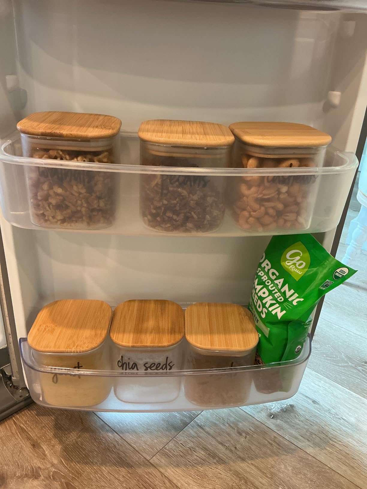 ComSaf Glass Pantry Storage Containers (0.7Qt/1.2Qt/1.6Qt) Set of 6, Glass Storage Containers with Lids, Kitchen Food Storage Jar, Square Glass Jars for Flour Cereal Sugar Tea Coffee Beans Snacks customer photo 1