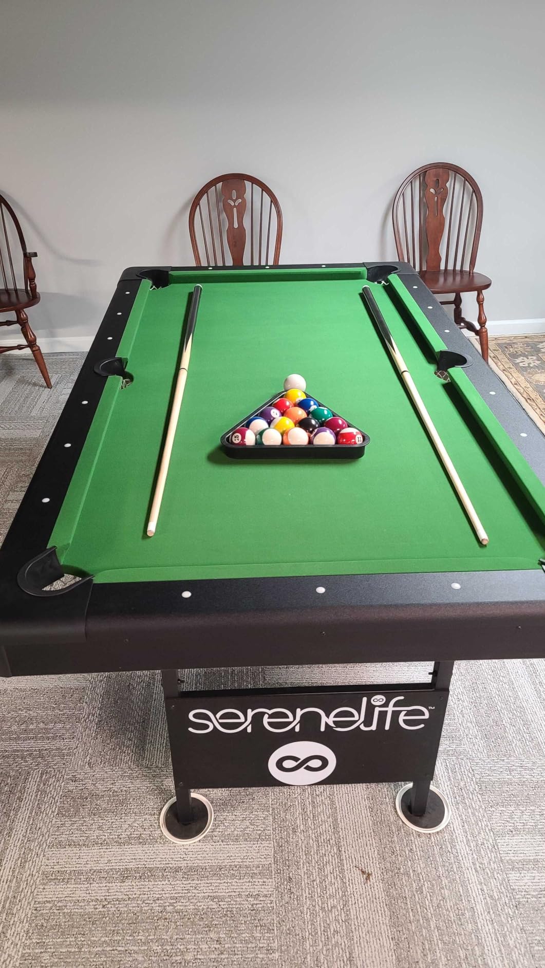 SereneLife 6-Ft Folding Pool Table - Best in Stability - Steel Frame, Fully Supported Slate, Welded Leg Supports with Safety Anti Collapse Locks, 128LB Heavy Duty Billiard Game and Accessory Set customer photo 1