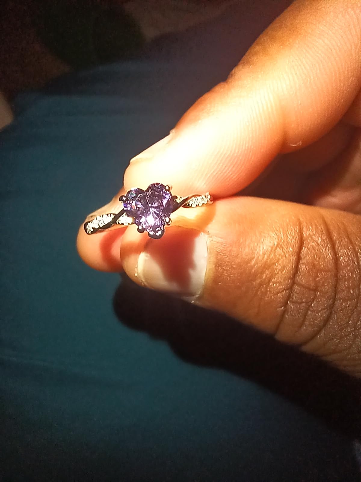 Yaresul 1.25ct Womens Heart Promise Ring, 925 Sterling Silver Heart Cut Created Emerald/Sapphire/Amethyst/Ruby/Cubic Zirconia/Opal Twisted Vine Engagement Ring for Women Size 5-10 customer photo 2