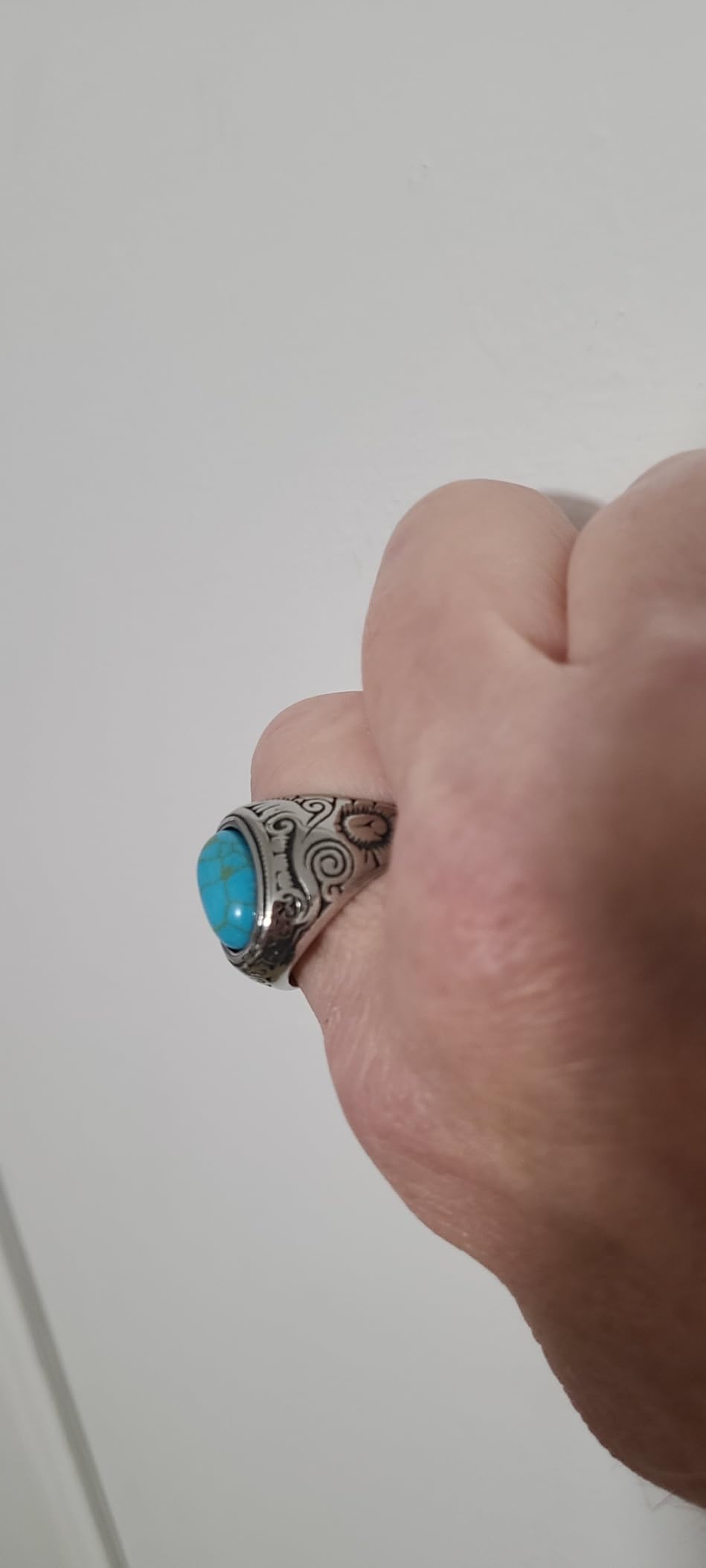 MYNENEY Retro Vintage Stone Rings for Men Turquoise Rings Stainless Steel Signet Biker Band customer photo 2