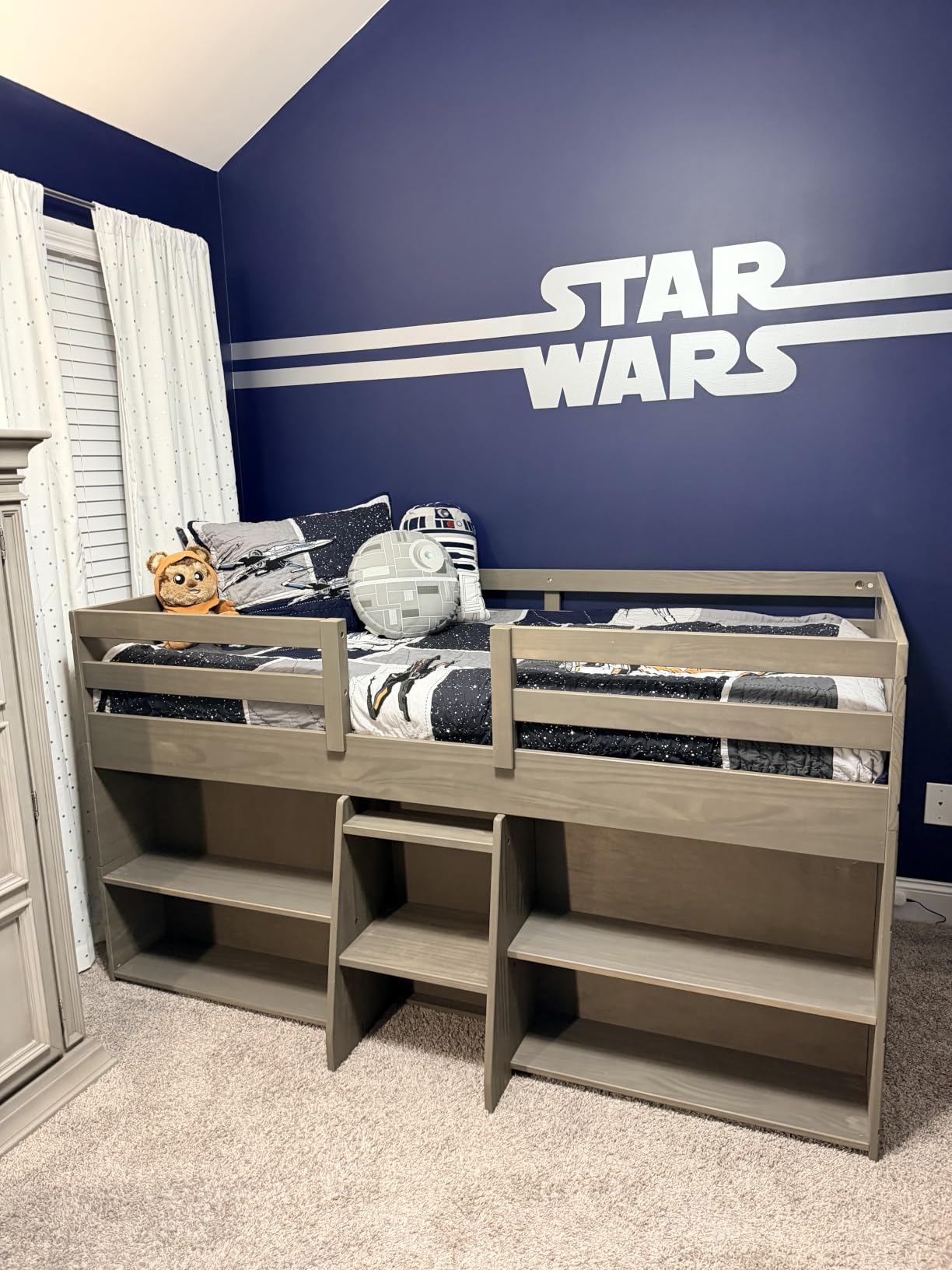 Max & Lily Loft Bed Twin Size, Solid Wood Low Loft Bed with Storage Drawer and Ladder, Modern Farmhouse Loft Bed for Kids, Driftwood customer photo 1