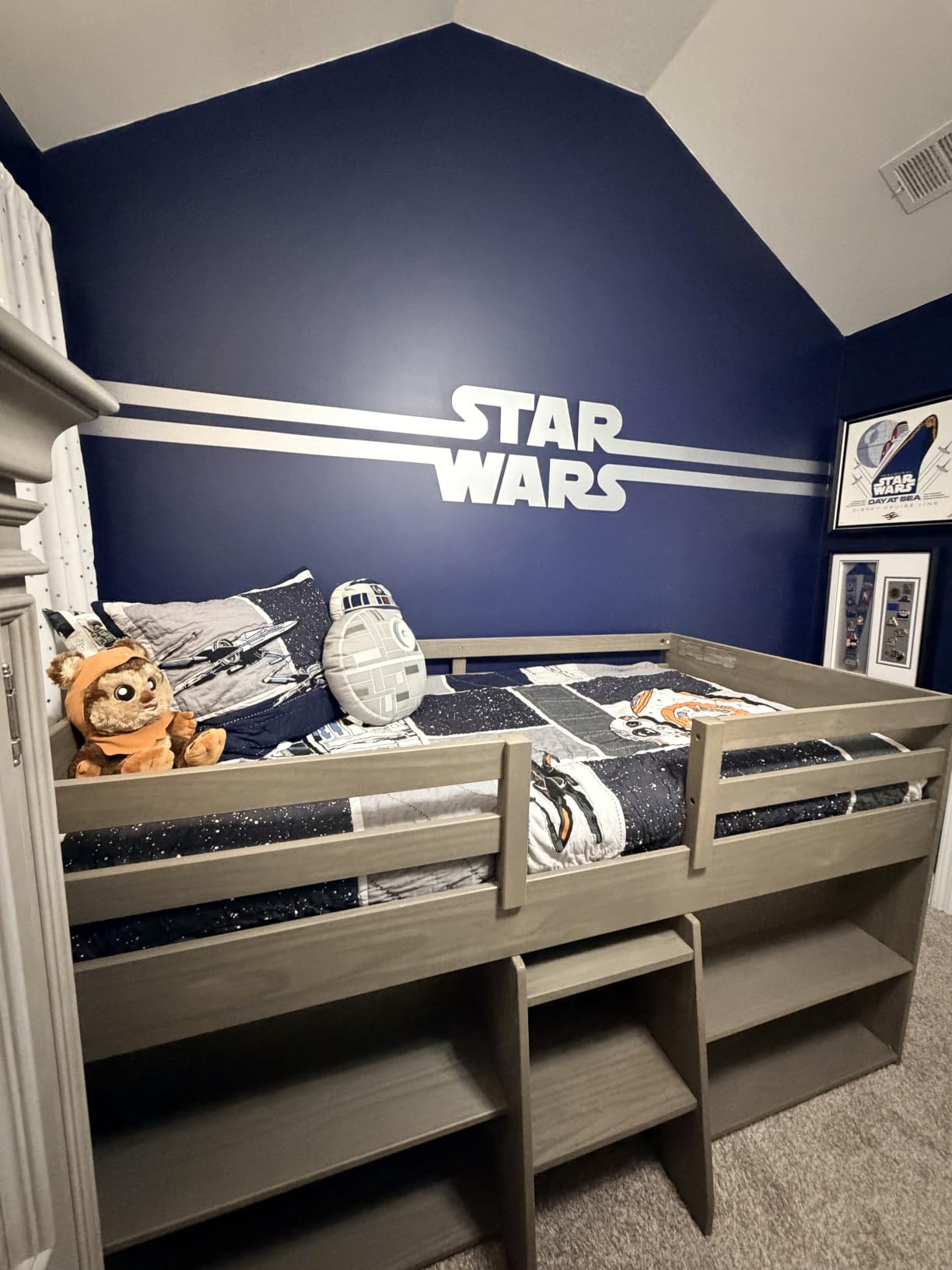 Max & Lily Loft Bed Twin Size, Solid Wood Low Loft Bed with Storage Drawer and Ladder, Modern Farmhouse Loft Bed for Kids, Driftwood customer photo 2