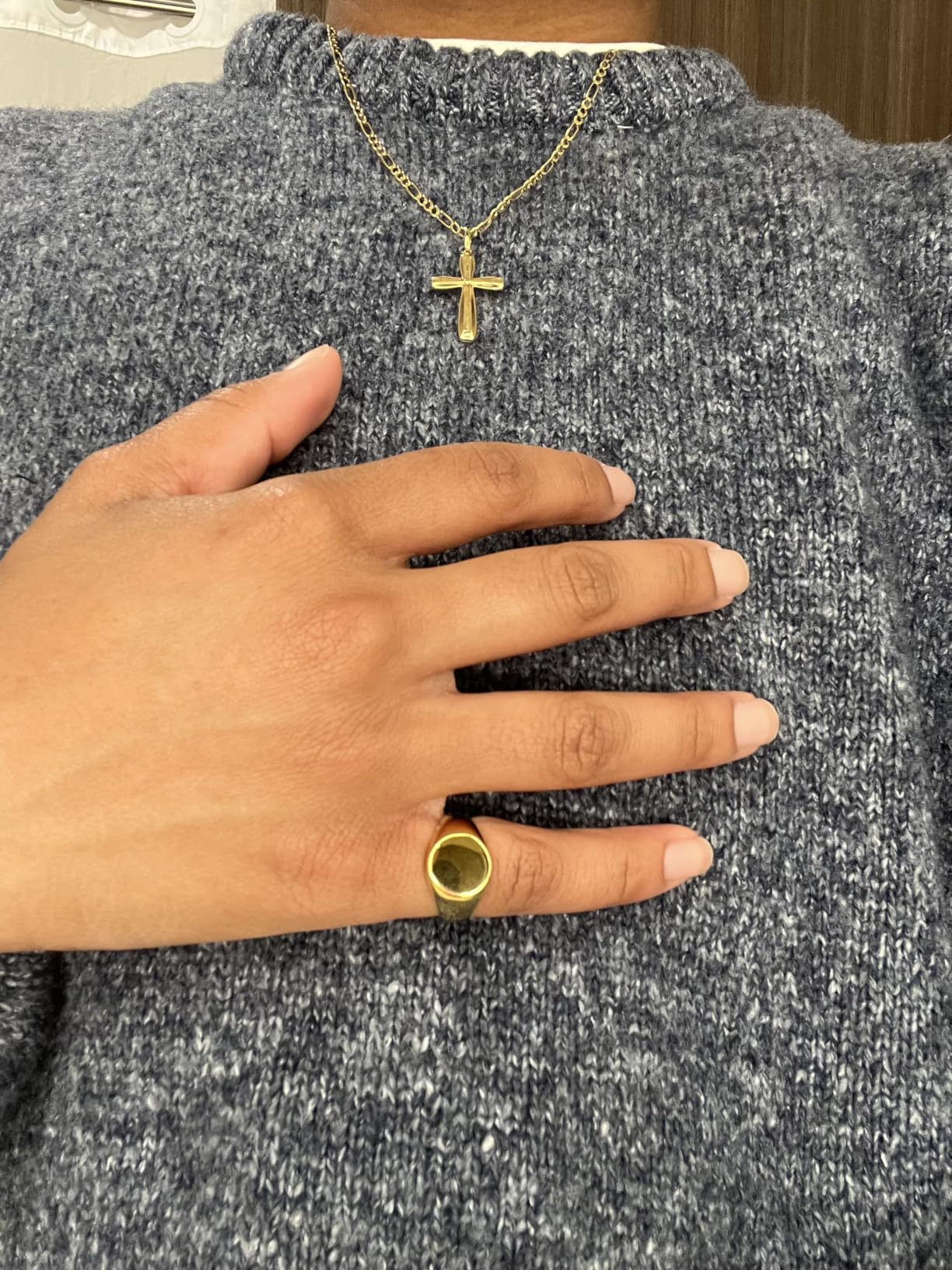MYNENEY Stainless Steel Round Shape Classical Simple Plain Wedding Engagement Statement Pinky Band Signet Rings for Men Women Size 4-15 customer photo 1
