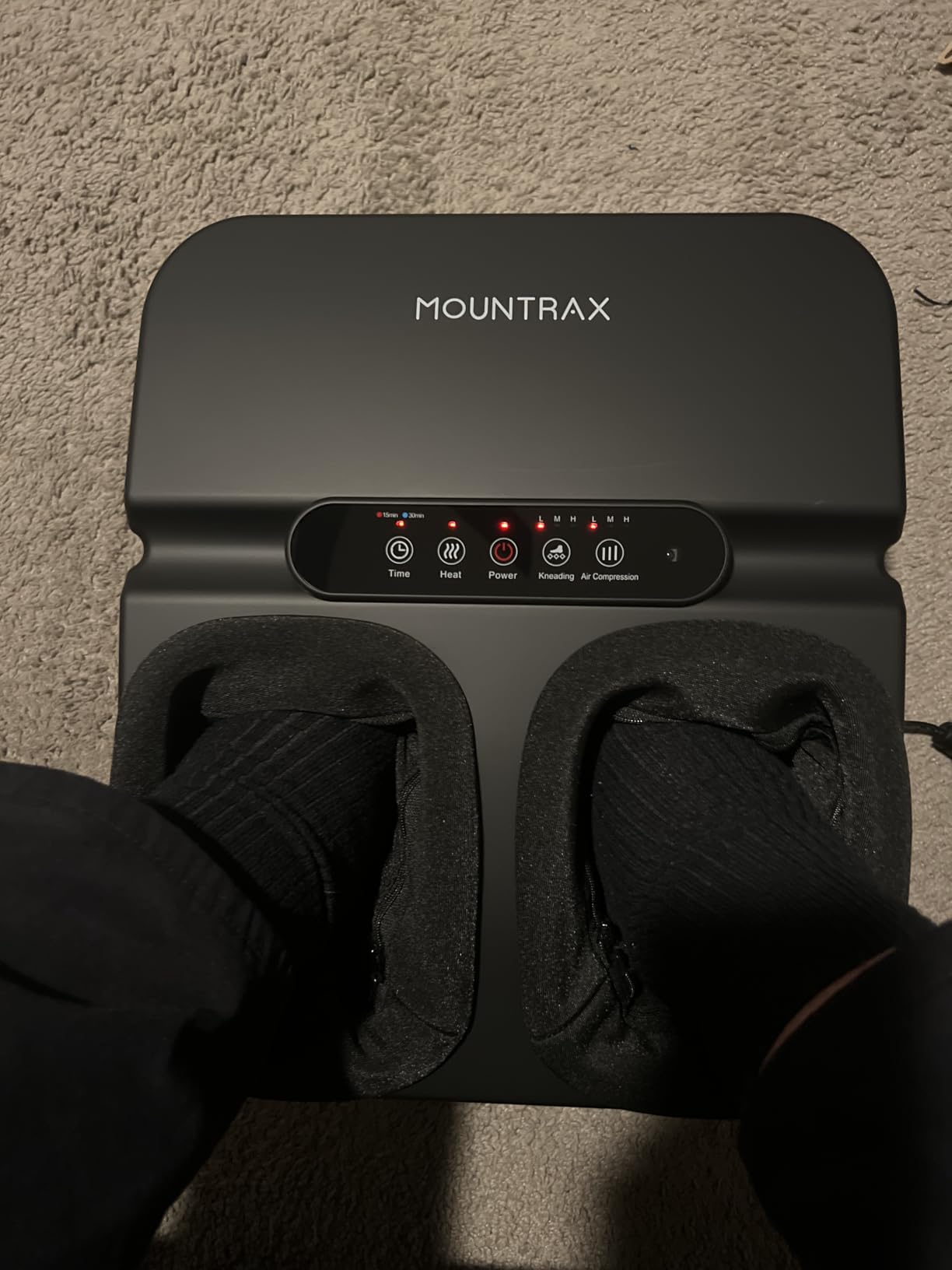 MOUNTRAX Foot Massager with Heat, Deep Shiatsu Foot Massage Machine with Air Compression, 3 Heating Levels, Adjustable Intensity & Timer, Fits Up to Men's Size 12, Foot Massager for Home & Office customer photo 2