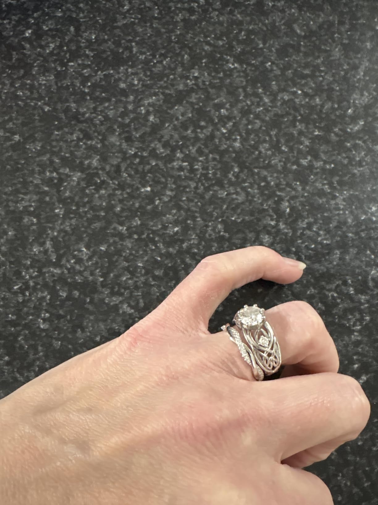 Moissanite Wedding Band Wedding Rings for Women Twisted Rings 925 Sterling Silver Rings with 18K White Gold Plated Eternity Stackable Engagement Ring Anniversary Band Size 4-11 customer photo 2