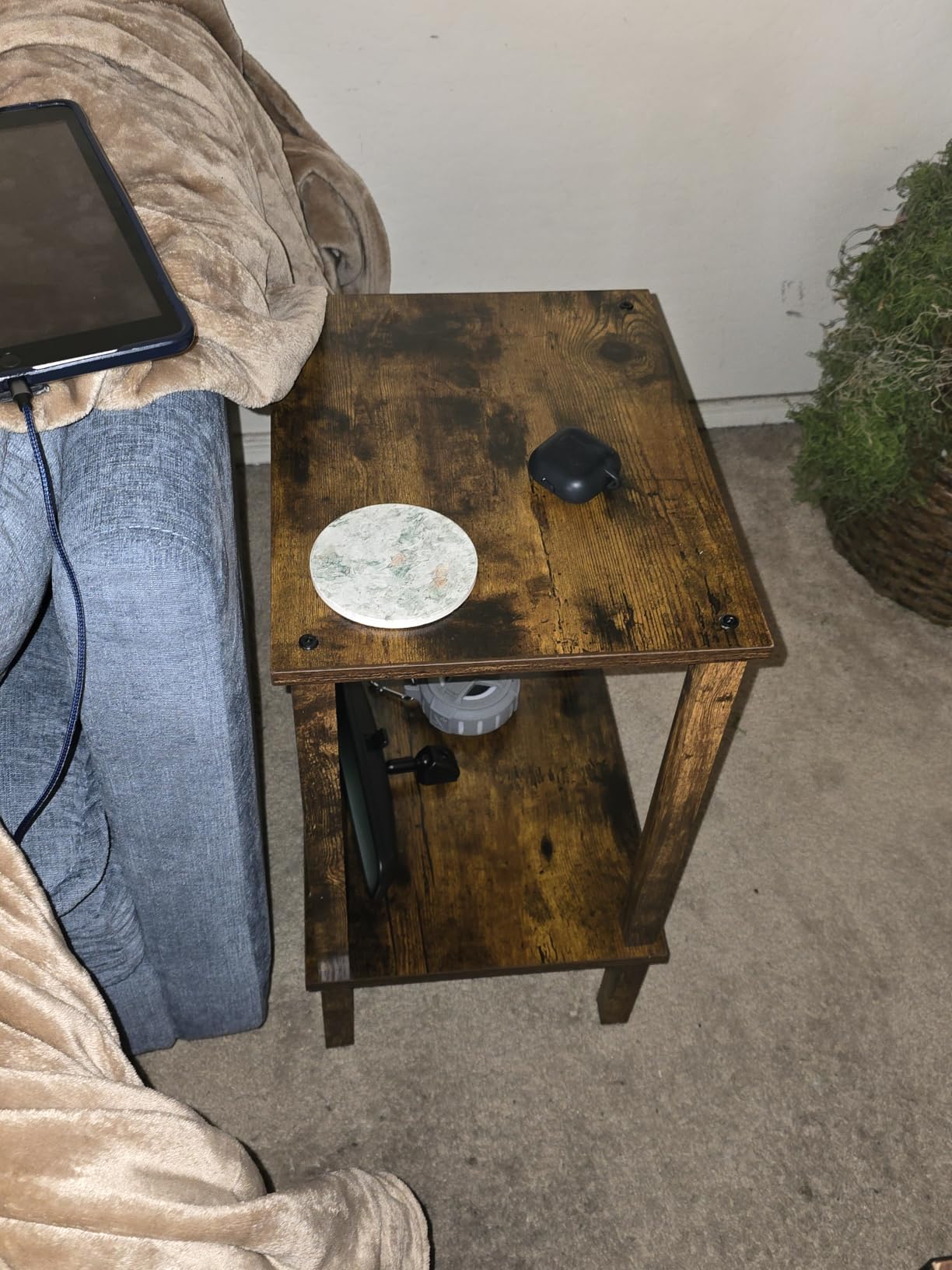 TUTOTAK End Table, Set of 2, Side Table, Nightstand, 2-Tier Storage Shelf, Sofa Table for Small Space, Living Room, Bed Room TB01BB035 customer photo 2