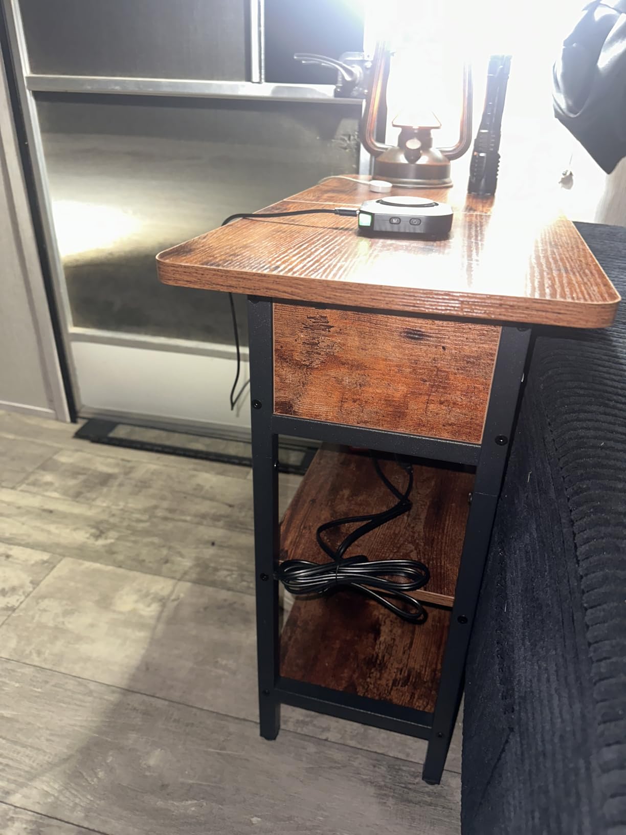 Yoobure End Table with Charging Station, Flip Top Side Table with USB Ports and Outlets, Sofa Couch Table Bedside Table for Living Room Bedroom, Narrow Nightstand with Storage Shelves for Small Space customer photo 2