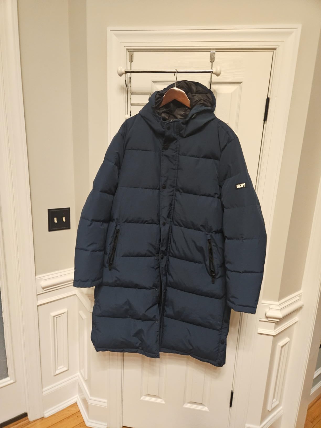 DKNY Arctic Cloth Hooded Extra Long Parka Jacket customer photo 2