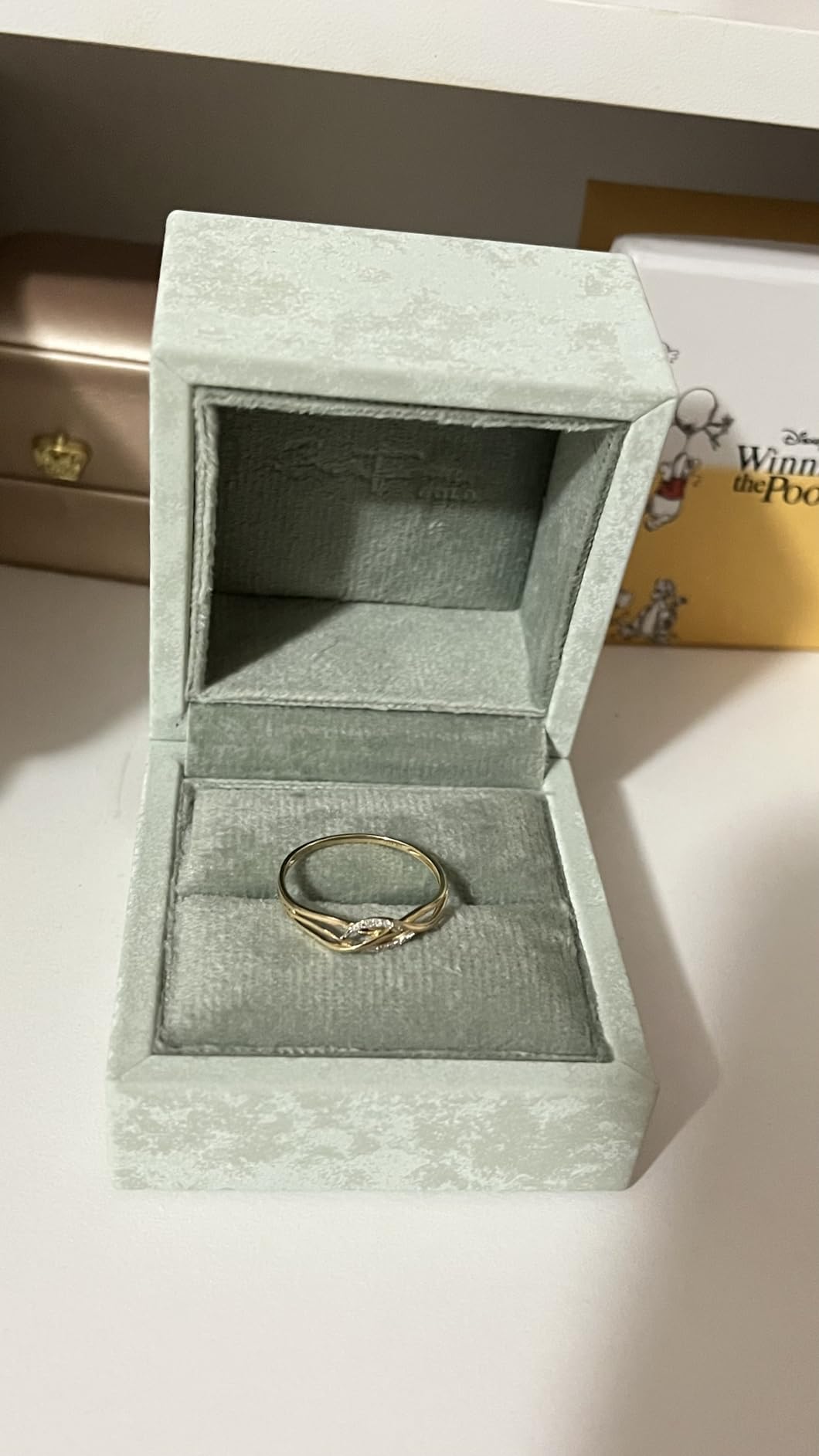 10K Solid Gold Genuine Diamond Dainty Twisted Stacking Ring for Women customer photo 1