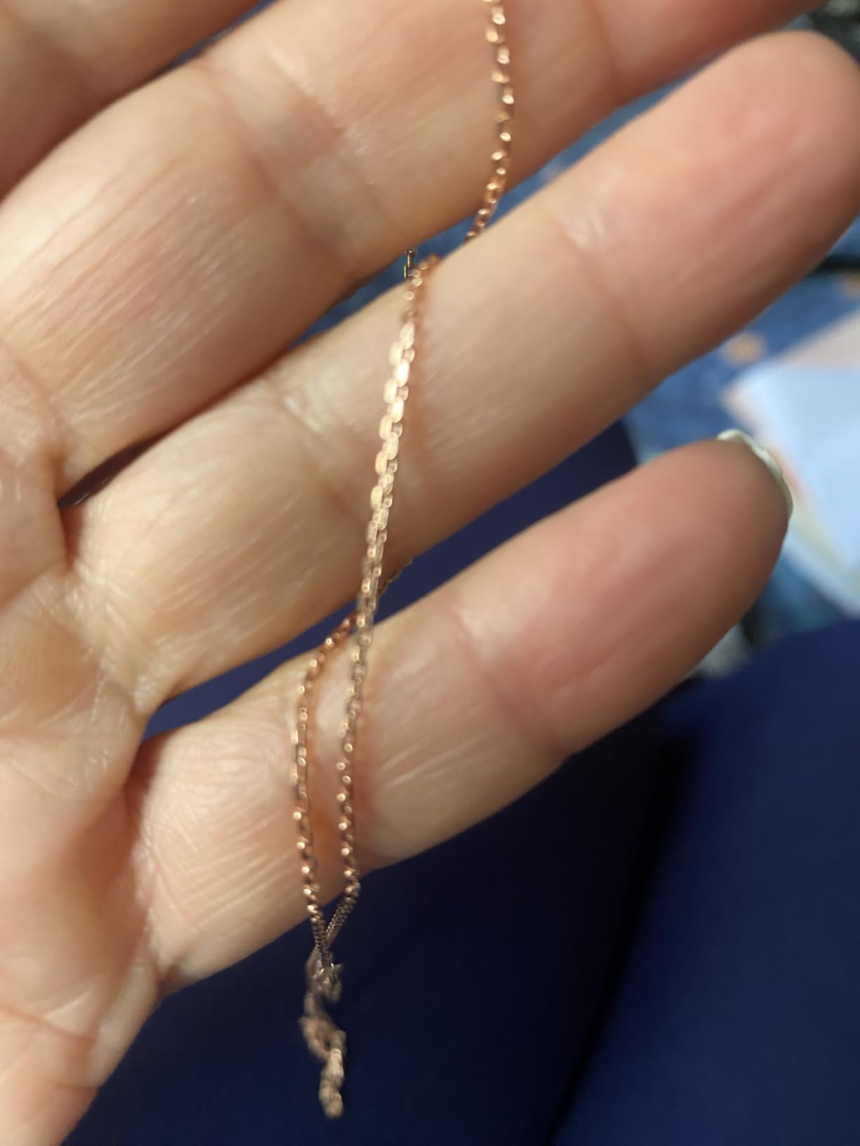 Jewlpire 18k Gold Plated 925 Sterling Silver Chain Necklace for Women, 1.1mm Cable Chains Necklace Thin & Dainty & Sturdy Women's Chain Necklaces, 14/16/17/18/20/22/24 Inches customer photo 1