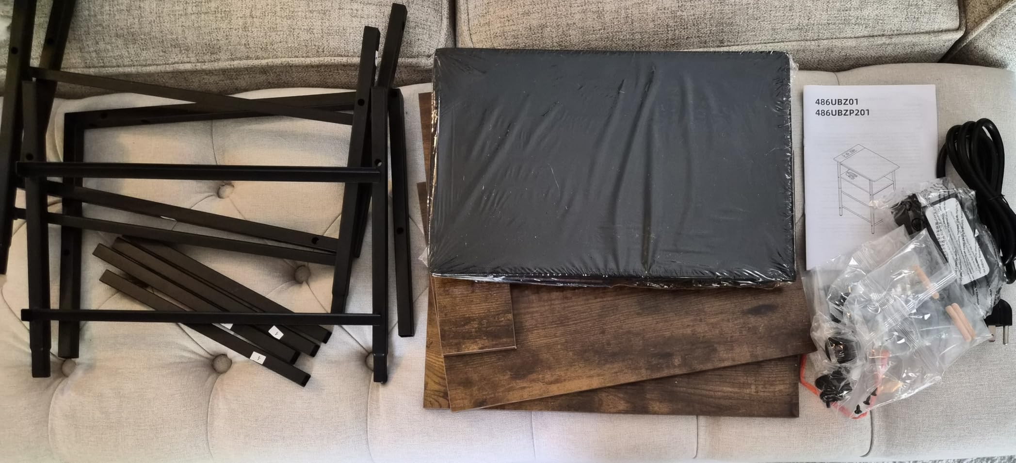 HOOBRO End Table with Charging Station, Narrow Side Table, Nightstand with 2 Non-Woven Drawers, Slim Sofa Side Table, for Small Spaces, Living Room, Bedroom, Rustic Brown and Black BF486UBZ01 customer photo 1