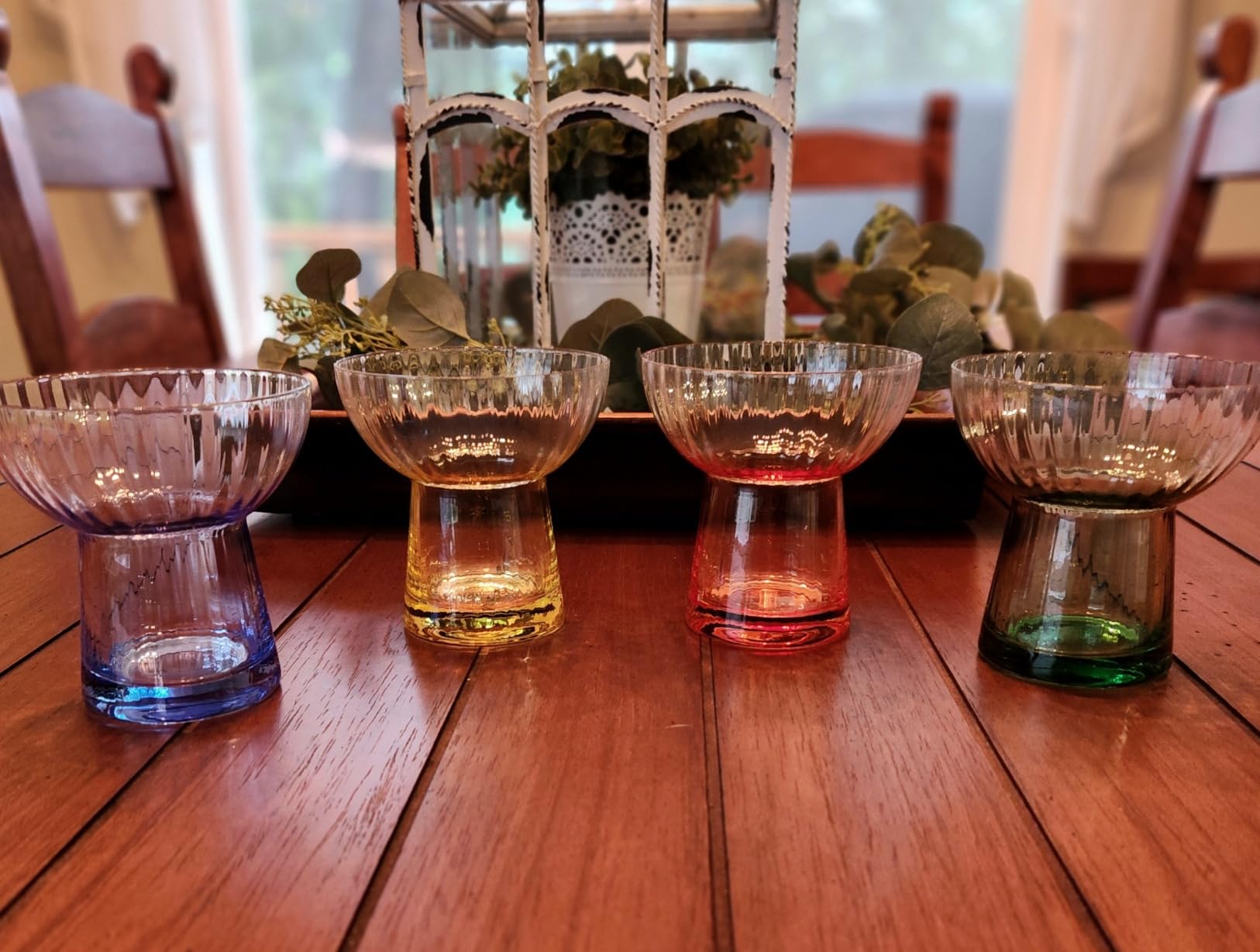 ColoVie Stemless Margarita Glasses Set of 4-13oz Ribbed Colored Glassware - Premium Hand-Blown Lead-Free Crystal - Aesthetic Rippled Cocktail Cups for Party, Cinco de Mayo, Home Bar - Gift Box customer photo 2