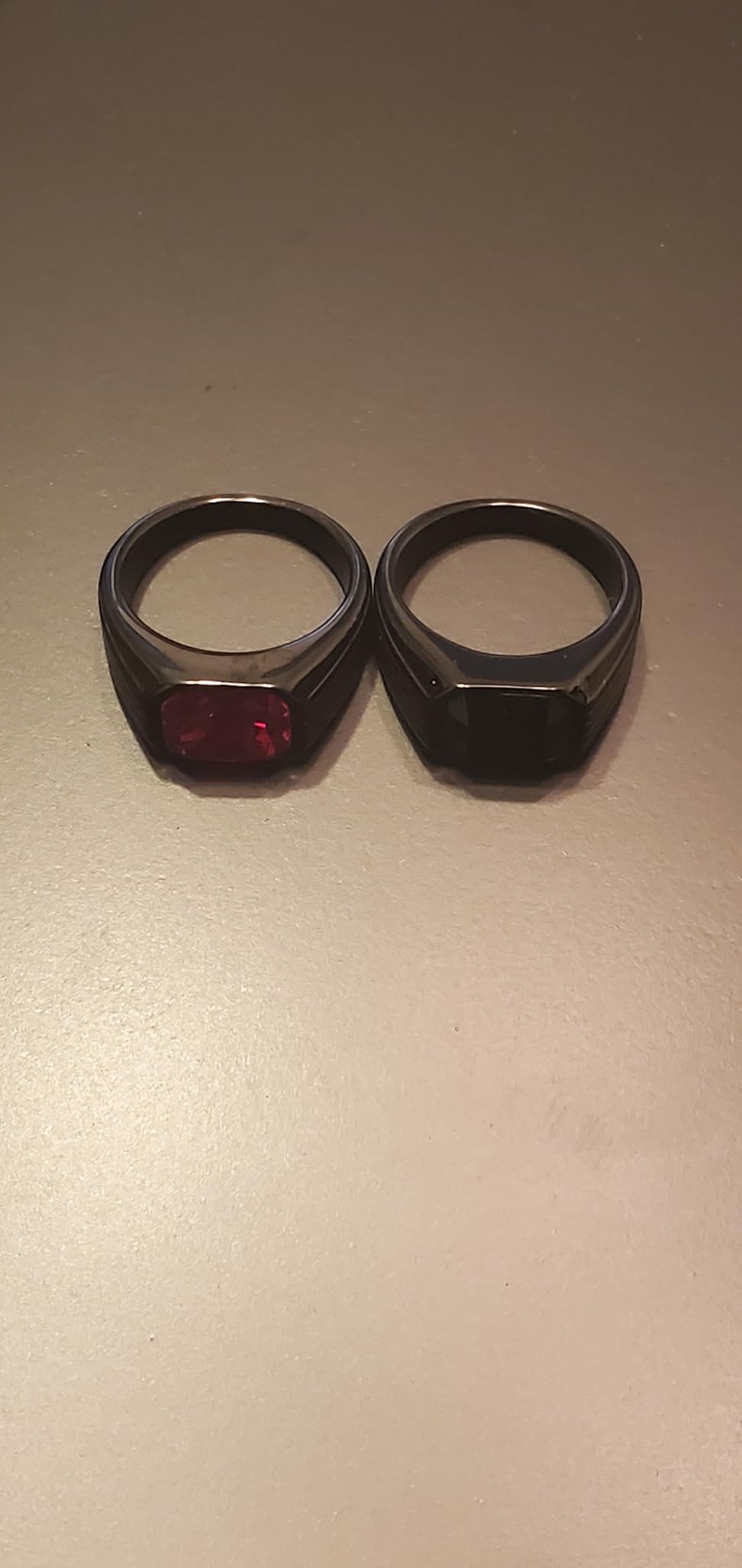 Bandmax Gemstone Signet Rings for Men, Stainless Steel Fancy Cut Cubic Zirconia Rings Blue Topaz/Emerald/Black Onyx/Ruby Ring Statement Ring Wedding Ring Size 7-14 customer photo 1
