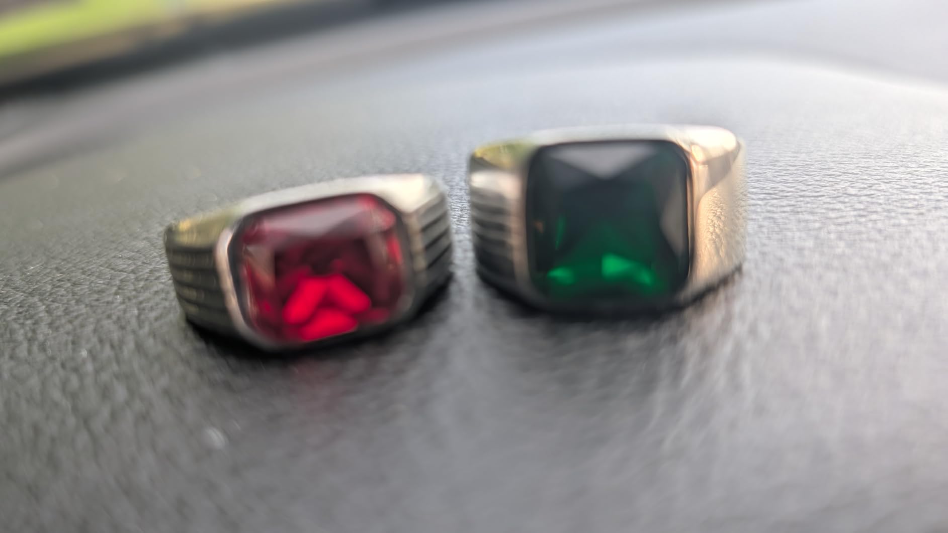 Bestyle Chunky Signet Ring for Men, Stainless Steel/Black Ring Synthetic Gemstone Band Ring Biker Ring for Men, Thumb Pinky Ring Mens Fashion Ring Jewelry Size 7-14, Gift Package customer photo 1