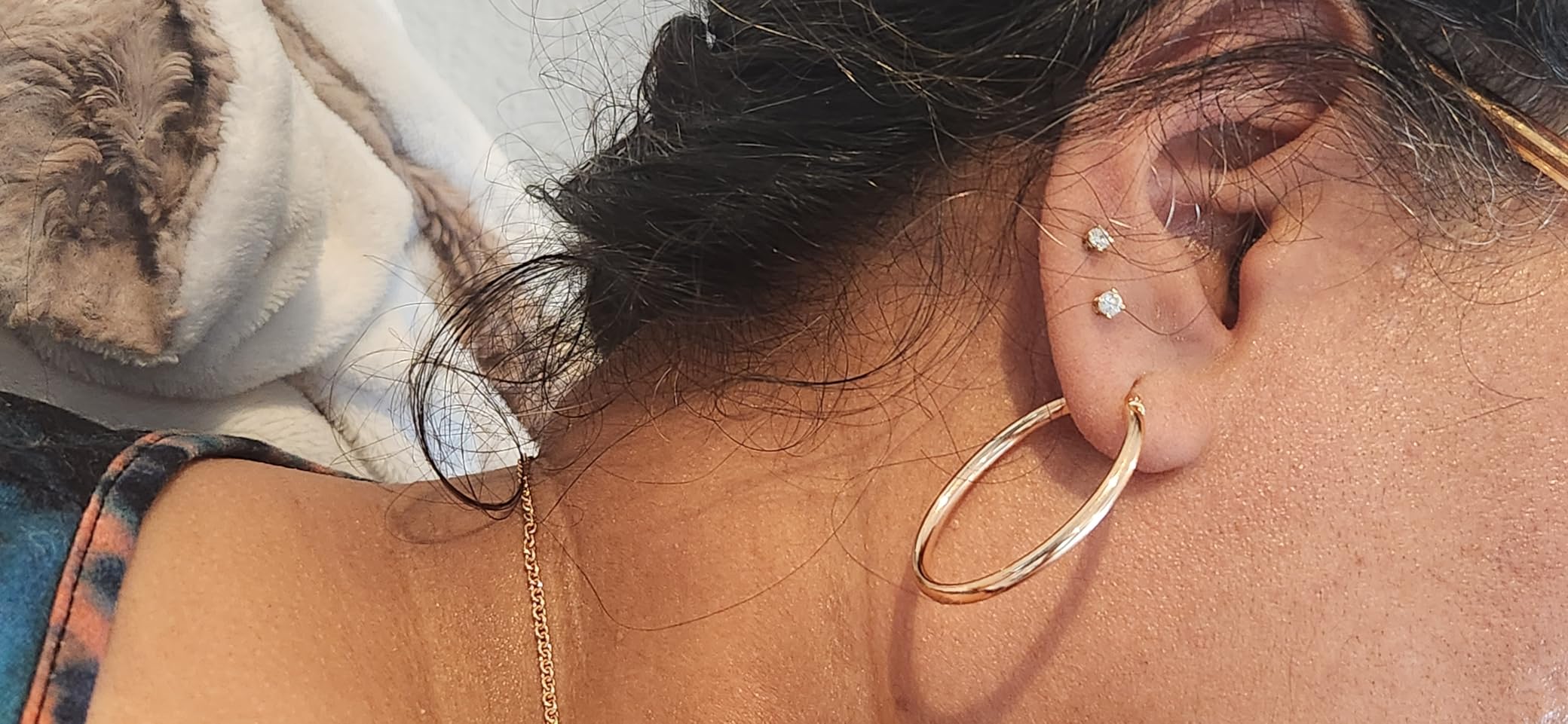 Lab-Grown Diamond Stud Earrings | 925 Sterling Silver Studs and 14KT Gold 925 Plated Silver | Hypoallergenic Fine Jewelry | 4-Prong Basket, Push Back Nut | Round Cut, SI1 Clarity, F Color customer photo 2
