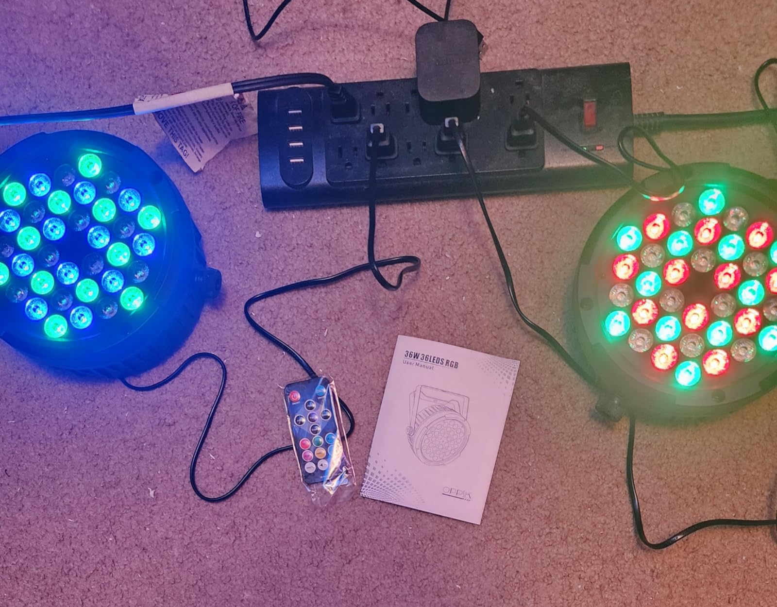 OPPSK 36LEDs RGB Stage Par Lights - 36W Sound Activated Multi Modes - Remote DMX Control - Uplights for Events DJ Music Dance Party Wedding Church Bar Club Stage Lighting (4Pack) customer photo 2