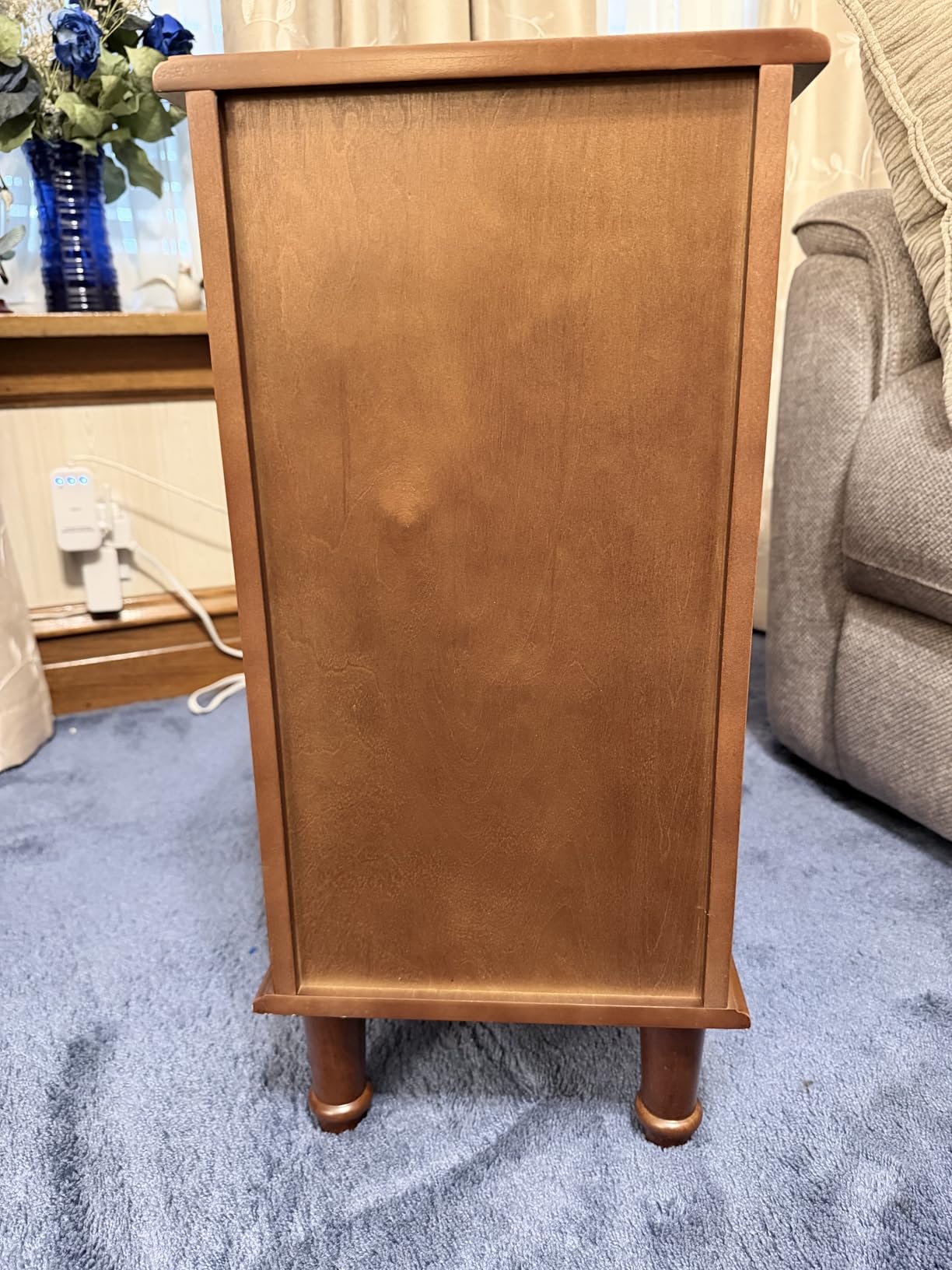 Tribesigns Solid Wood End Table, Fully Assembled Narrow Side Table with Drawers, Pre-Assembled Nightstand Slim Bedside Table for Small Spaces, Living Room, Bedroom, Brown customer photo 2