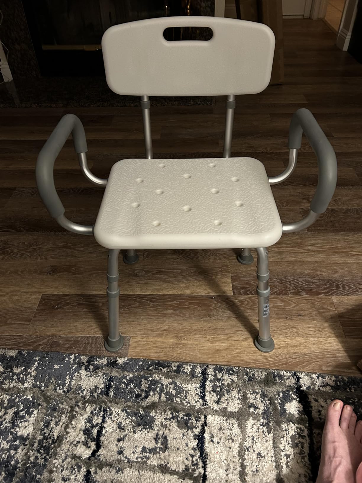 HOMLAND Shower Chair for Inside Shower with Padded Armrests and Back | Heavy Duty Shower Seat for Bathtub, Height Adjustable Safety Bath Seat for Elderly, Adults, Handicap and Disabled, White customer photo 2