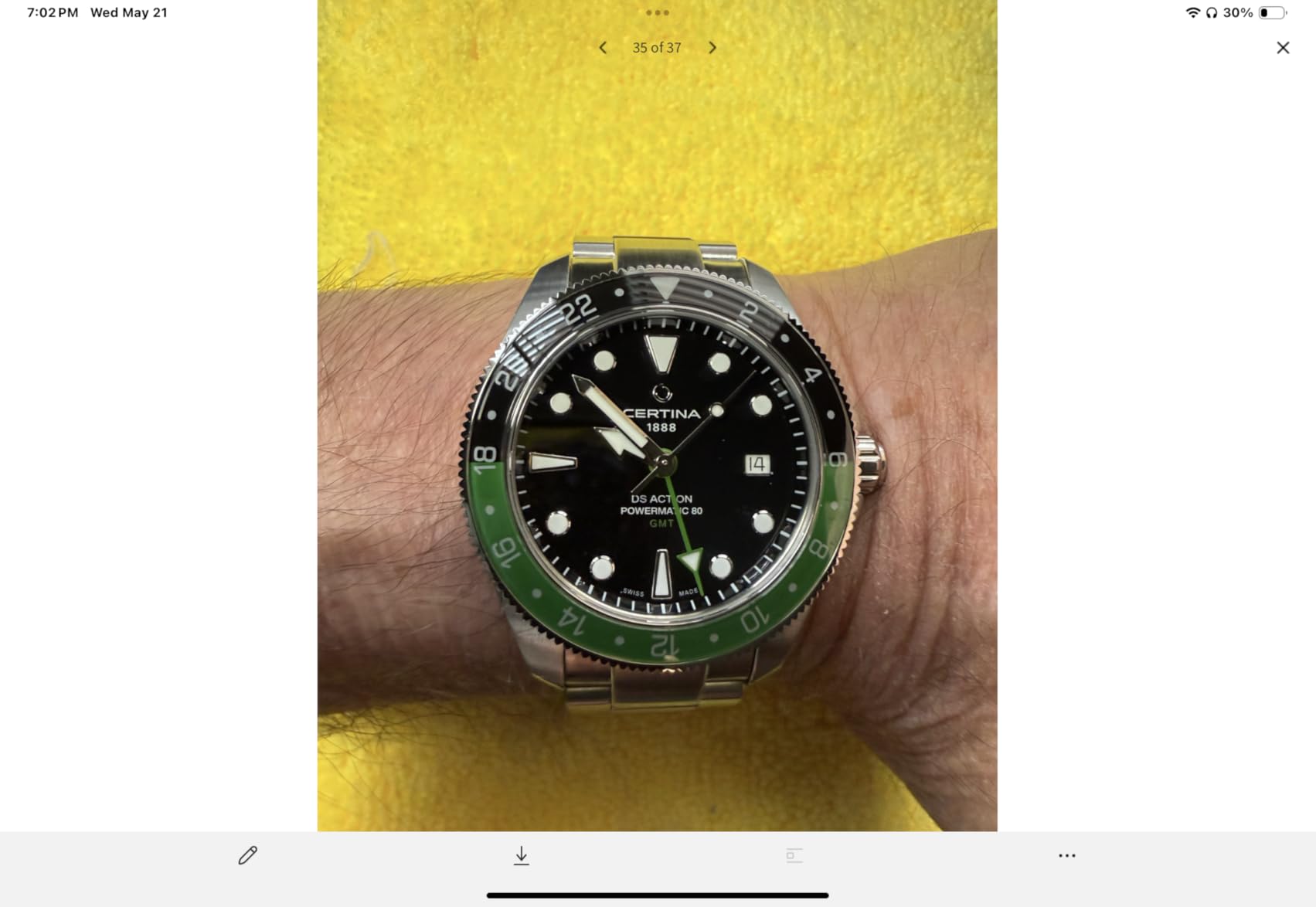 Certina DS Action GMT 41mm Stainless Steel Powermatic 80 Automatic Watch C0329291105100 customer photo 1