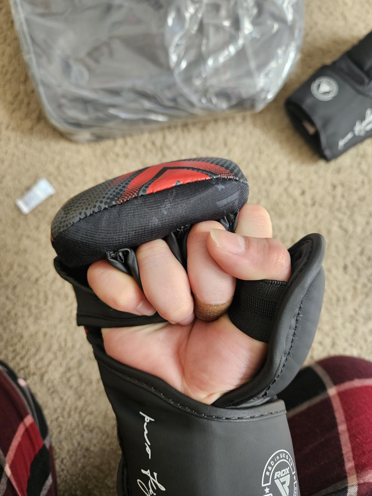 RDX IMMAF Approved Sparring Grappling Gloves, Professional Grade Hybrid Design for Competition Level and Training, Ventilated Open Palm, Adjustable Wrist Straps customer photo 2
