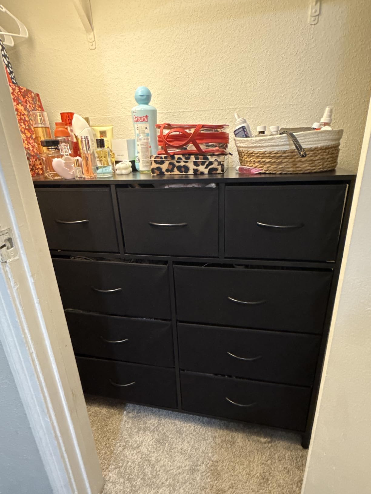 DUMOS Dresser for Bedroom, Storage Organizer with 9 Drawers, Chest of Drawers with Fabric Bins, Sturdy Metal Frame, Wood Tabletop for Guest Room, Closet, Entryway, White customer photo 1
