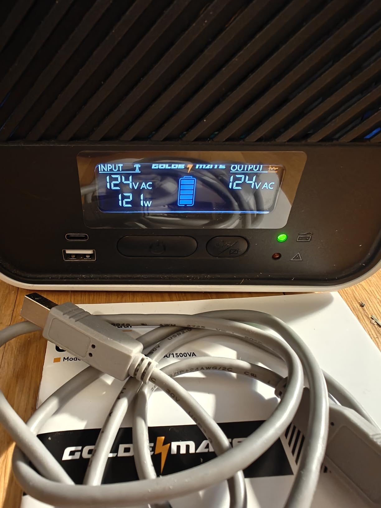 GOLDENMATE 1500VA/1000W Lithium UPS Battery Backup and Surge Protector, LiFePO4 Batteries (296Wh), AVR, Line Interactive Sinewave UPS System, 8 Outlets, LCD Display customer photo 2