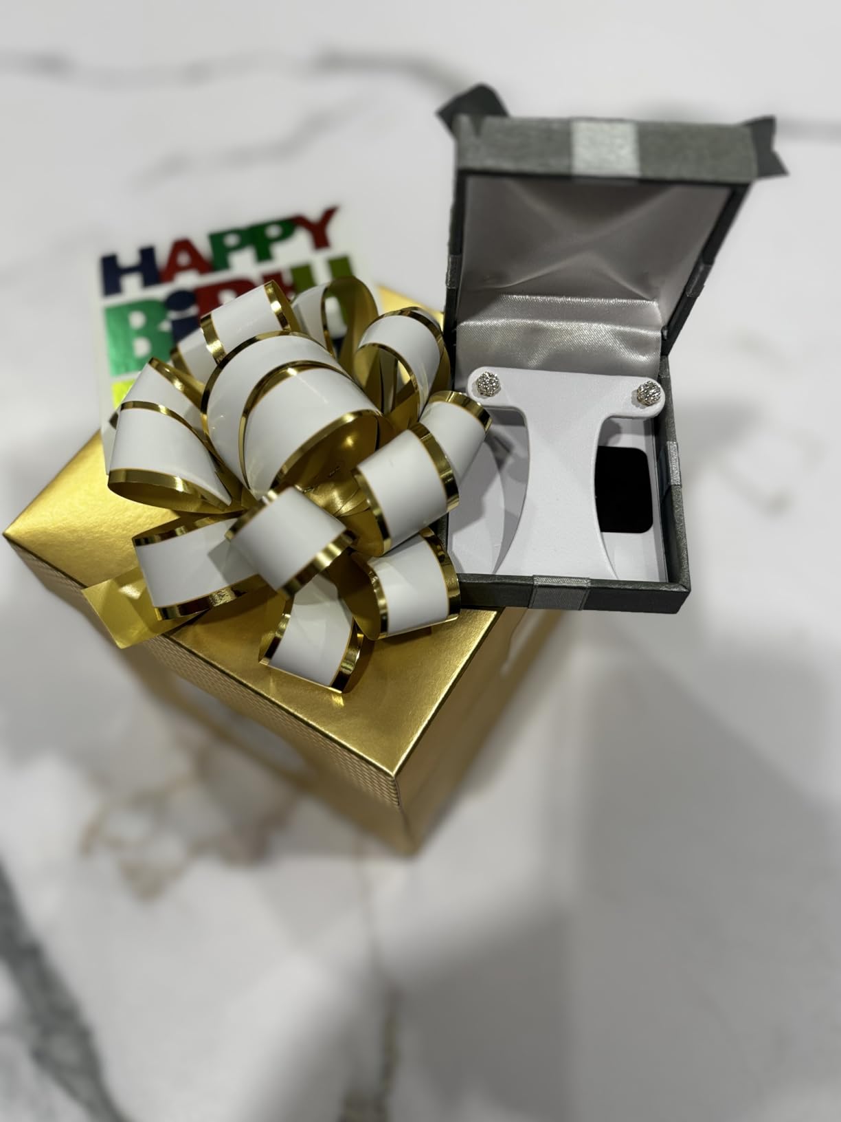 Lab-Grown Diamond 7 Stone Flower Earrings for Women in 925 Sterling Silver and 14KT Yellow Gold Plated Silver | Hypoallergenic Fine Jewelry | Hinged Closure | SI1 Clarity, F Color customer photo 2