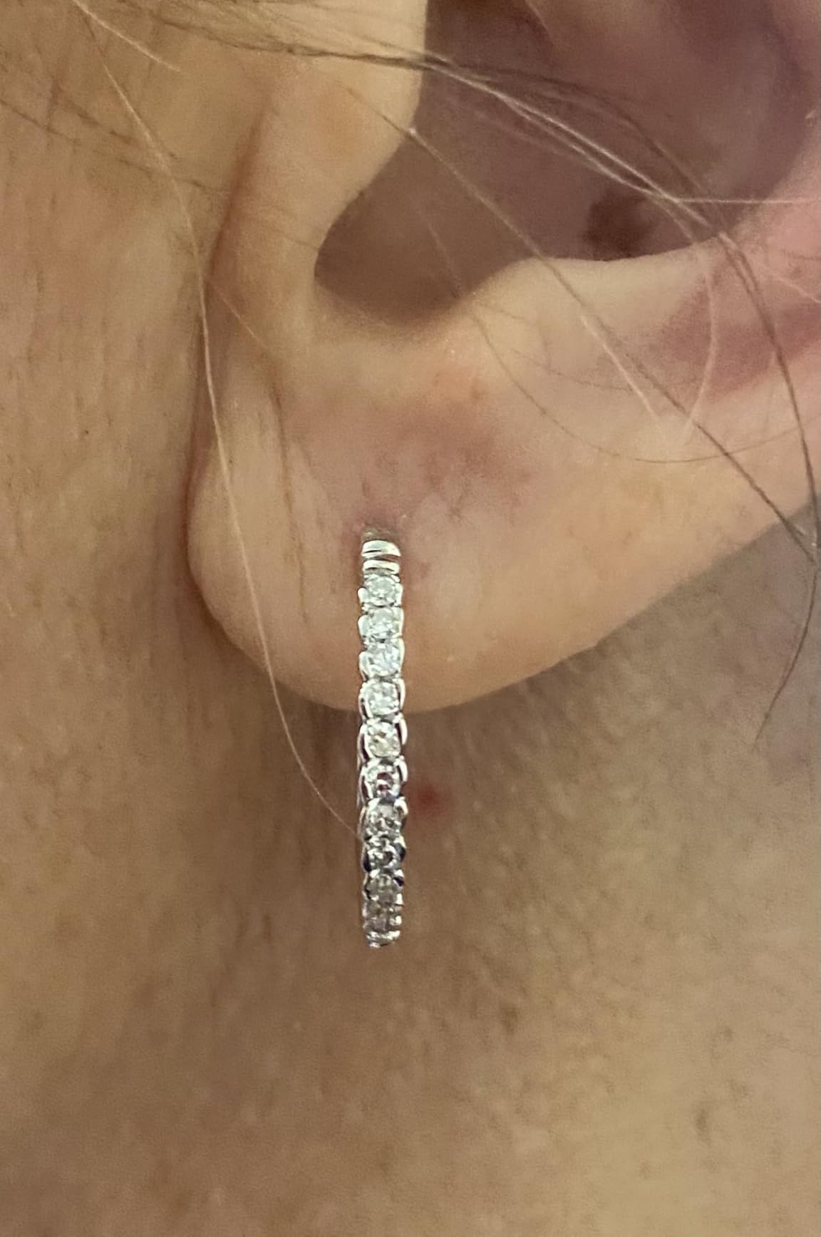 1/4 Carat Total Weight Lab-Grown Diamond Fashion Hoop Earrings for Women in 925 Sterling Silver and 14KT Gold Plated Sterling Silver | Hypoallergenic Fine Jewelry | SI1 Clarity, F Color customer photo 2