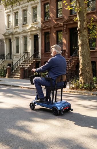 Mobility Scooters for Adults & Seniors - Ultra Lightweight 27.5 lbs Carbon Fiber Folding Electric Scooter - Airlines Approved All-Terrain Portable Scooter with Basket and Charger Included (Blue) customer photo 2