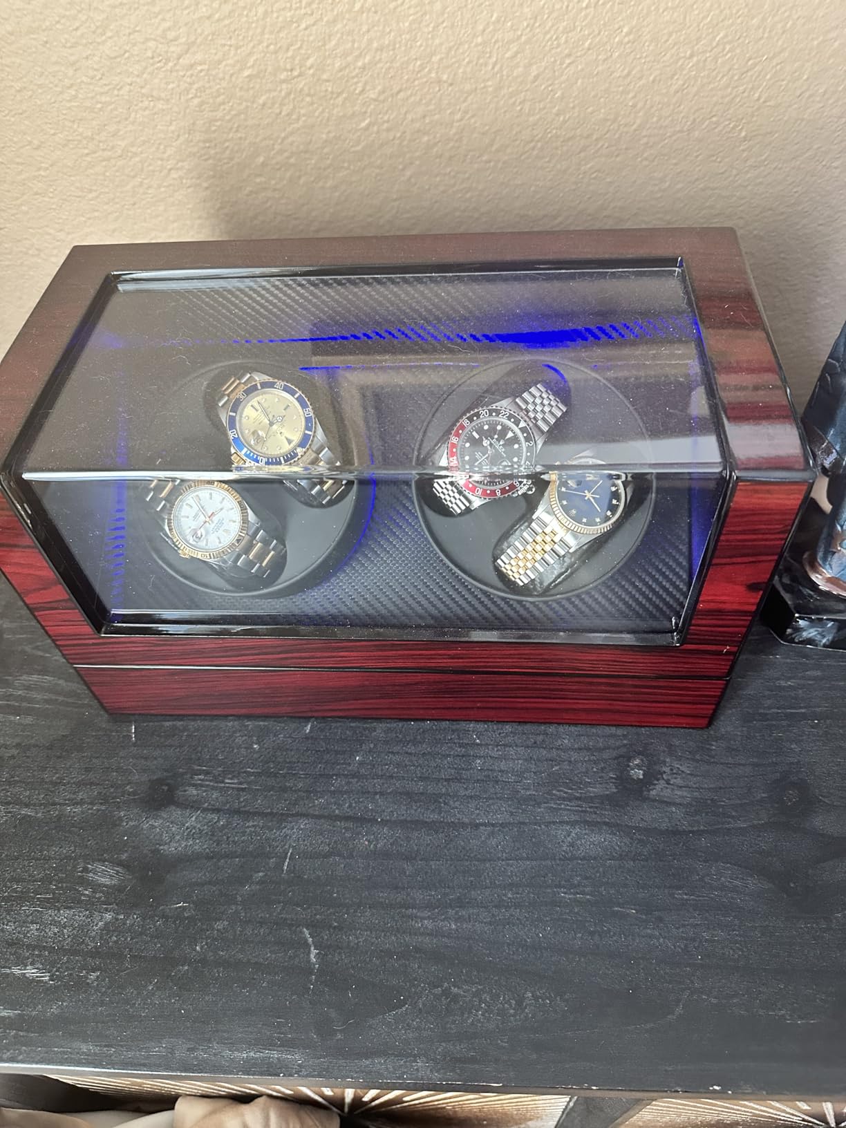 ANWBROAD Watch Winders For Automatic Watche, Automatic Watch Winder Box With Led Light, Watch Turner For Automatic, 4 Watch Rotator And Super Quiet Motor And 4 Rotation Mode, UJWW011Y customer photo 2