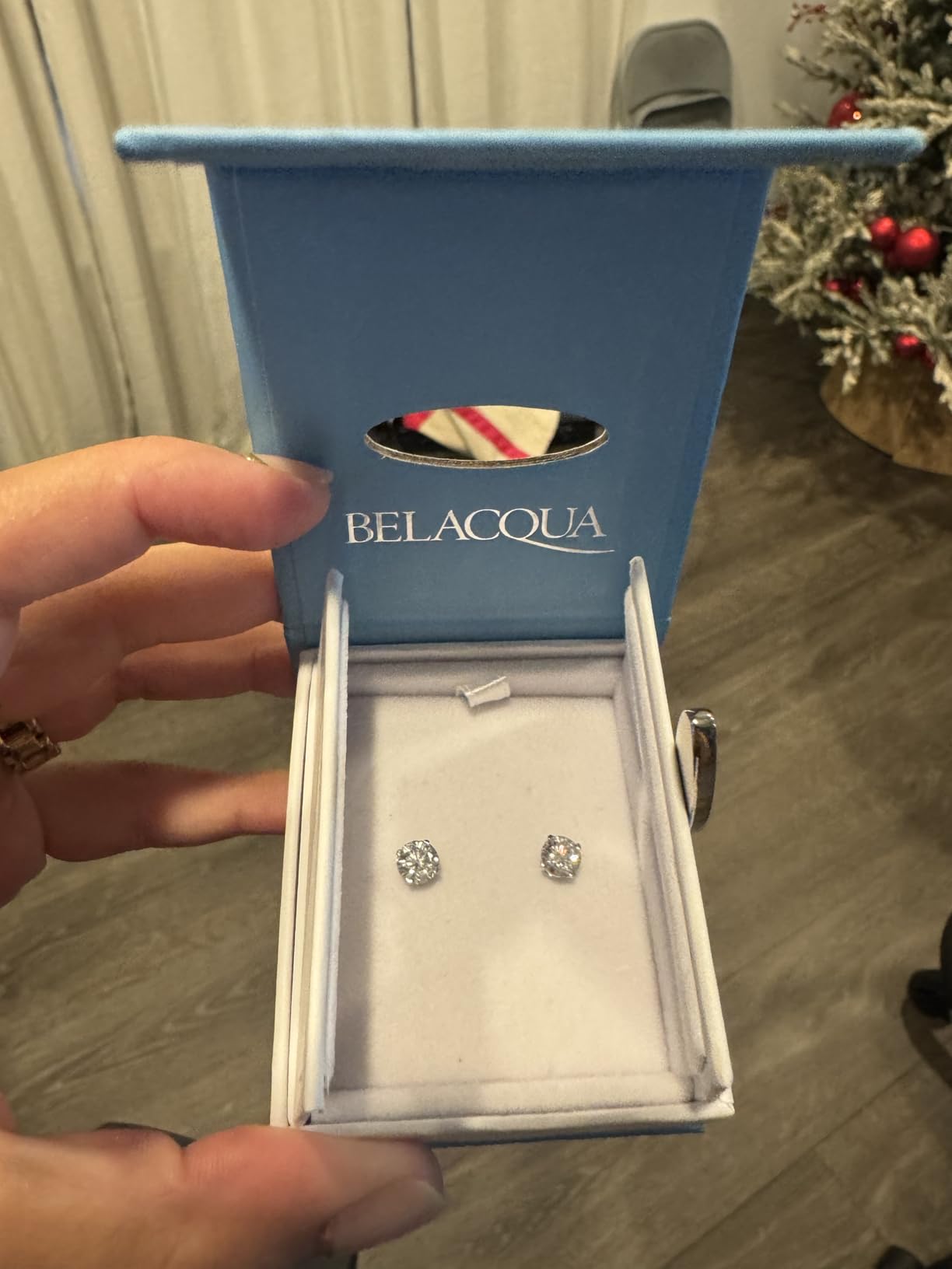 Belacqua Lab Grown Diamond Stud Earrings in 14K White Gold, Round Cut, 1/4 to 4 Carat, F-Color, VS-Clarity, 4 Prong Setting, Push Back, Jewelry for Women, Gift Box Included customer photo 2