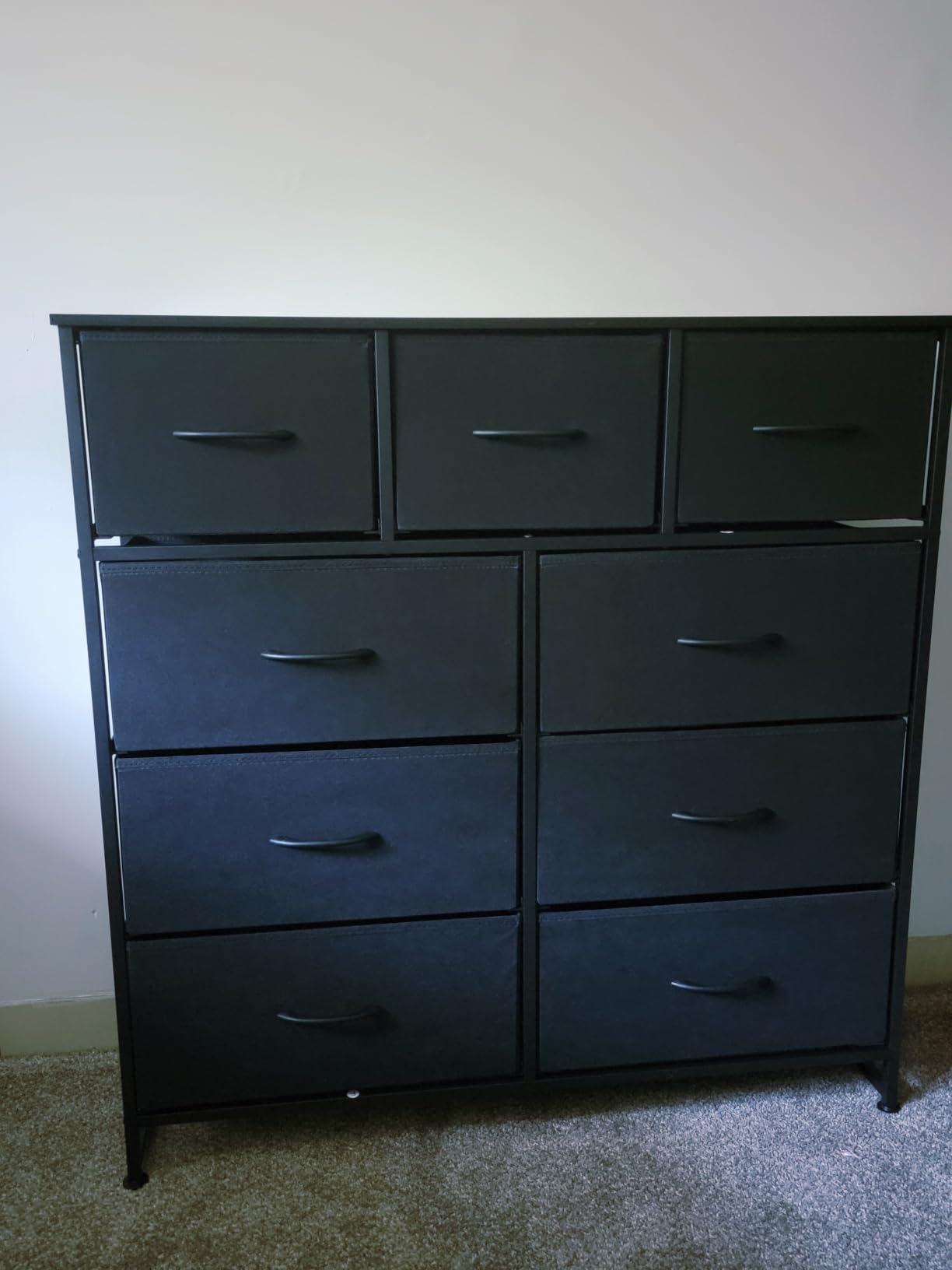 9-Drawer Dresser for Bedroom, Anti-Tip Tall Storage Organizer Chest of Drawers with Wooden Top and Metal Frame Fabric Bins for Closet, Living Room, Hallway, Entryway, Black customer photo 2
