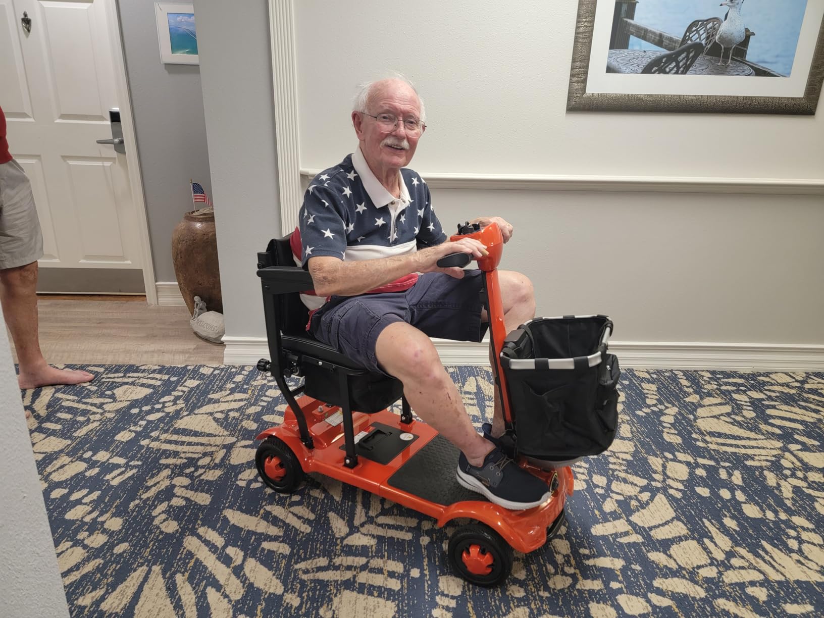Electric Mobility Scooter 24 Mile Long Range, 42lb Ultra Lightweight Folding Electric Scooter for Seniors, Travel-Friendly with Removable Basket, Cruise & Airline Approved customer photo 1