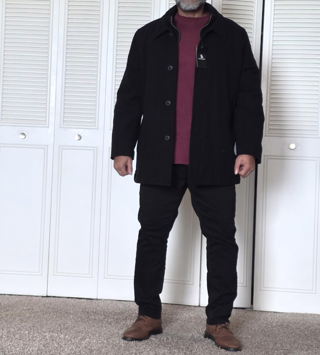 Adam Baker Men's Wool Coat | Classic Fit, Single-Breasted Overcoat | Big and Tall Winter Coats for Men | Wool Blend Jacket customer photo 1