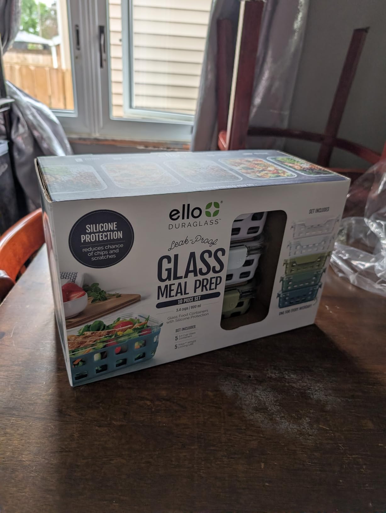 Ello Duraglass Refresh 3.4 Cup Meal Prep Sets 10Pc, 5 Pack Set- Glass Food Storage Container with Silicone Boot and Airtight BPA-Free Plastic Lids, Dishwasher, Microwave and Freezer Safe, Melon customer photo 1