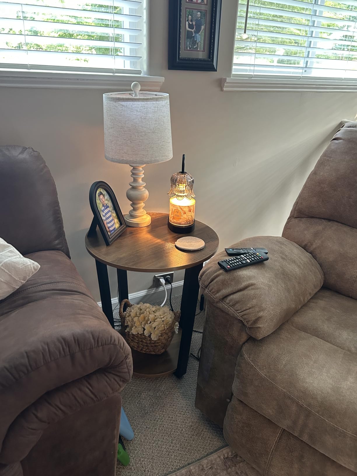 VASAGLE Side Table, 2 Tier Small Accent End Table, Nightstand with Lower Shelf for Small Spaces, Living Room, Bedroom, Honey Brown ULET233M101S customer photo 1